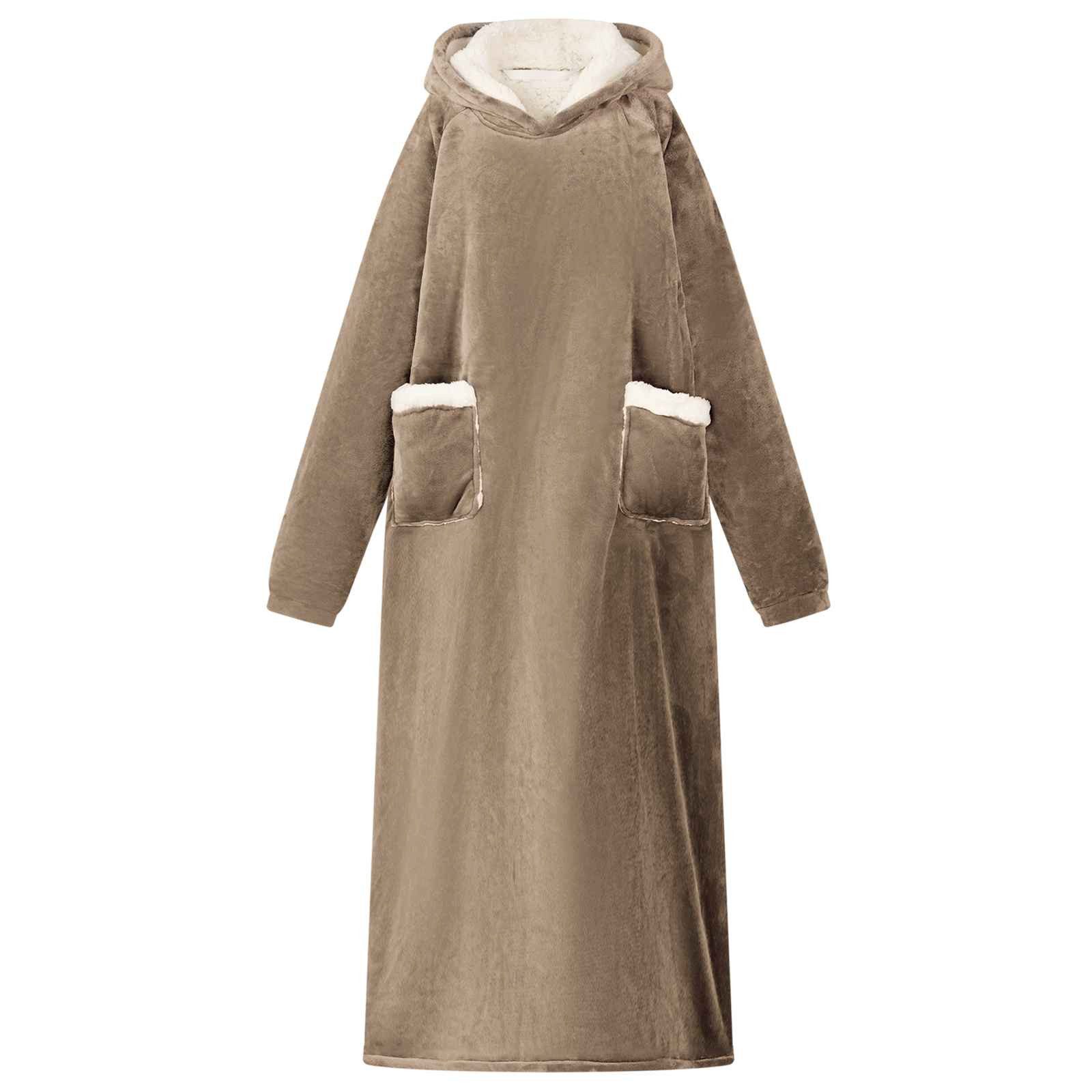 Unisex-Bademantel Decken-Hoodie Kamel M Fleece und Flanell