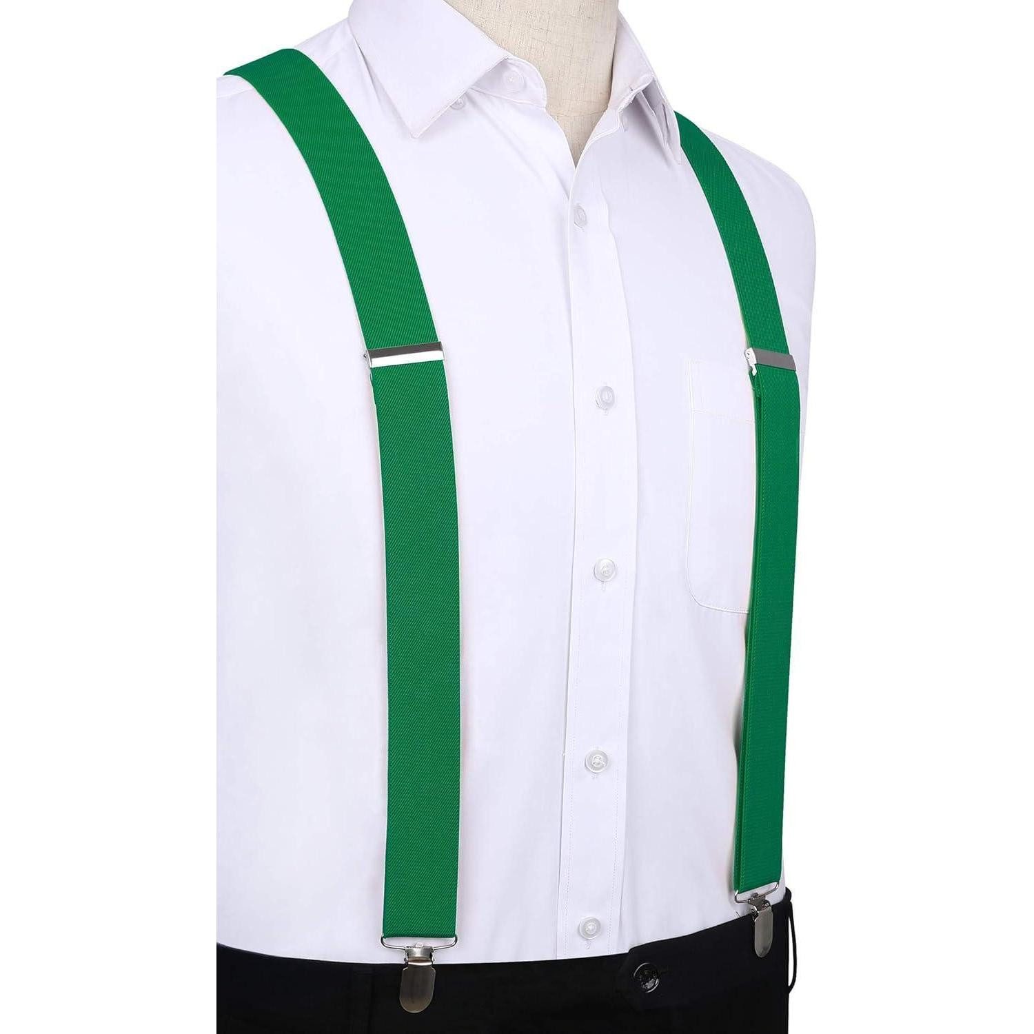 LuxusKollektion Hosenträger Hosenträger Herren Damen X Form 4 Metallclips Grün