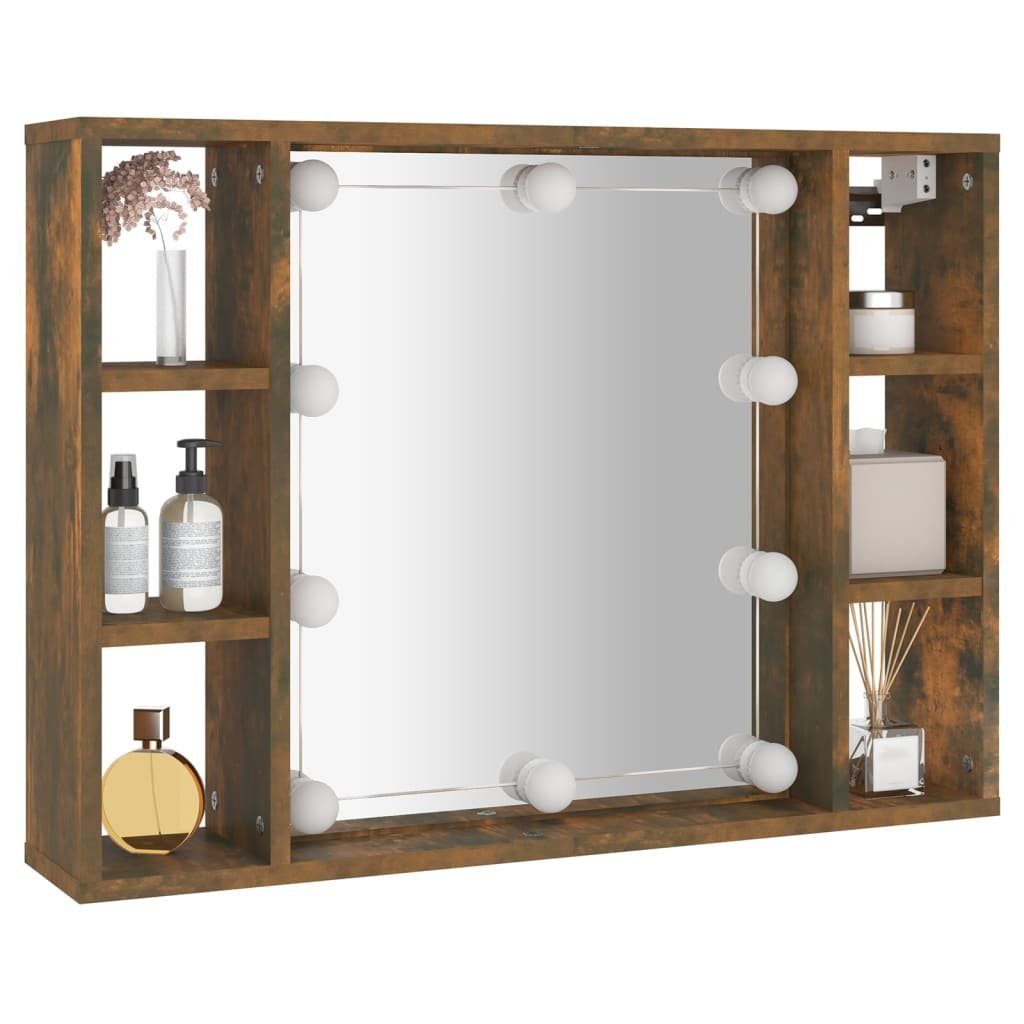 vidaXL Badezimmerspiegelschrank Räuchereiche 76x15x55 Spiegelschrank mit (1-St) LED cm