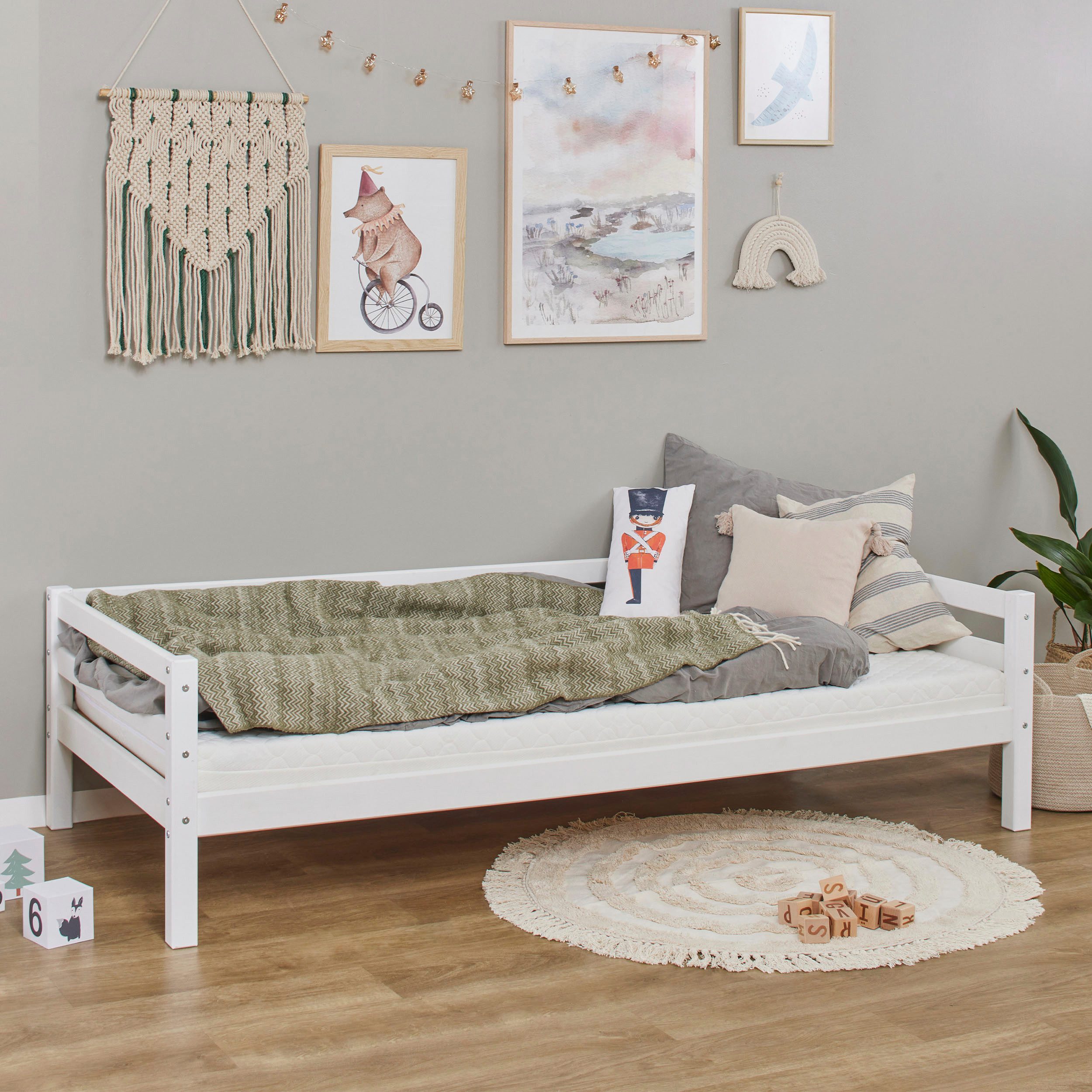 Hoppekids Daybett Kinderbett ECO Dream, Einzelbett, Juniorbett 90x200, Weiß, Grün, Blau, Rosa, Grau