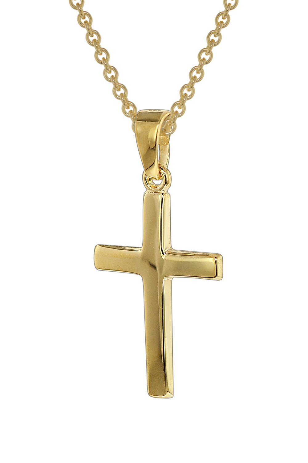 trendor Kette mit Anhänger Kreuz-Anhänger Gold 333 mit goldplattierter Silberkette
