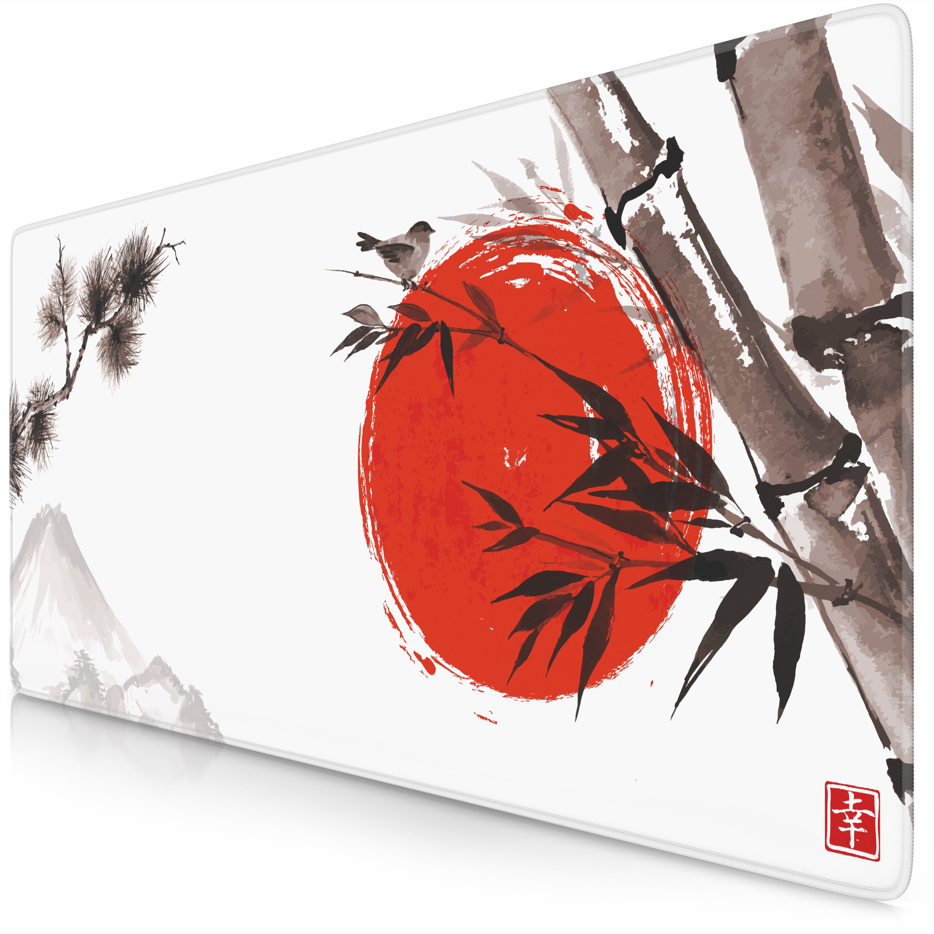 Titanwolf Gaming Mauspad XXL Speed Mousepad 900 x 400 x 3 mm, Schreibtischauflage, abwaschbar, rutschfeste Rückseite, Geschwindigkeit & Präzision, Sumi-e Bamboo