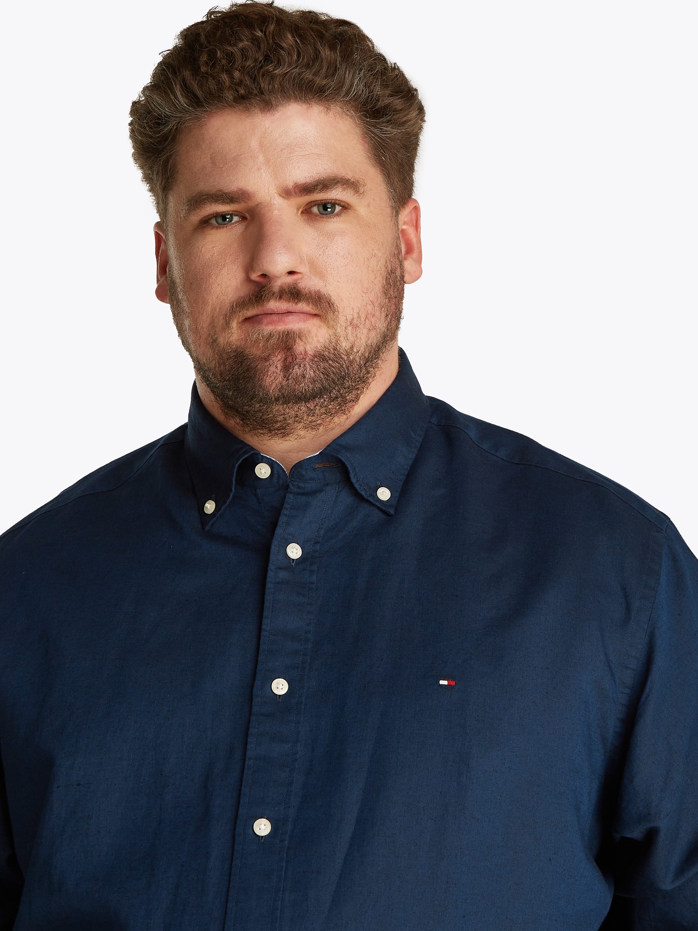 Tommy Hilfiger Big & Tall Langarmhemd BT-LINEN BLEND SOLID Große Größen günstig online kaufen