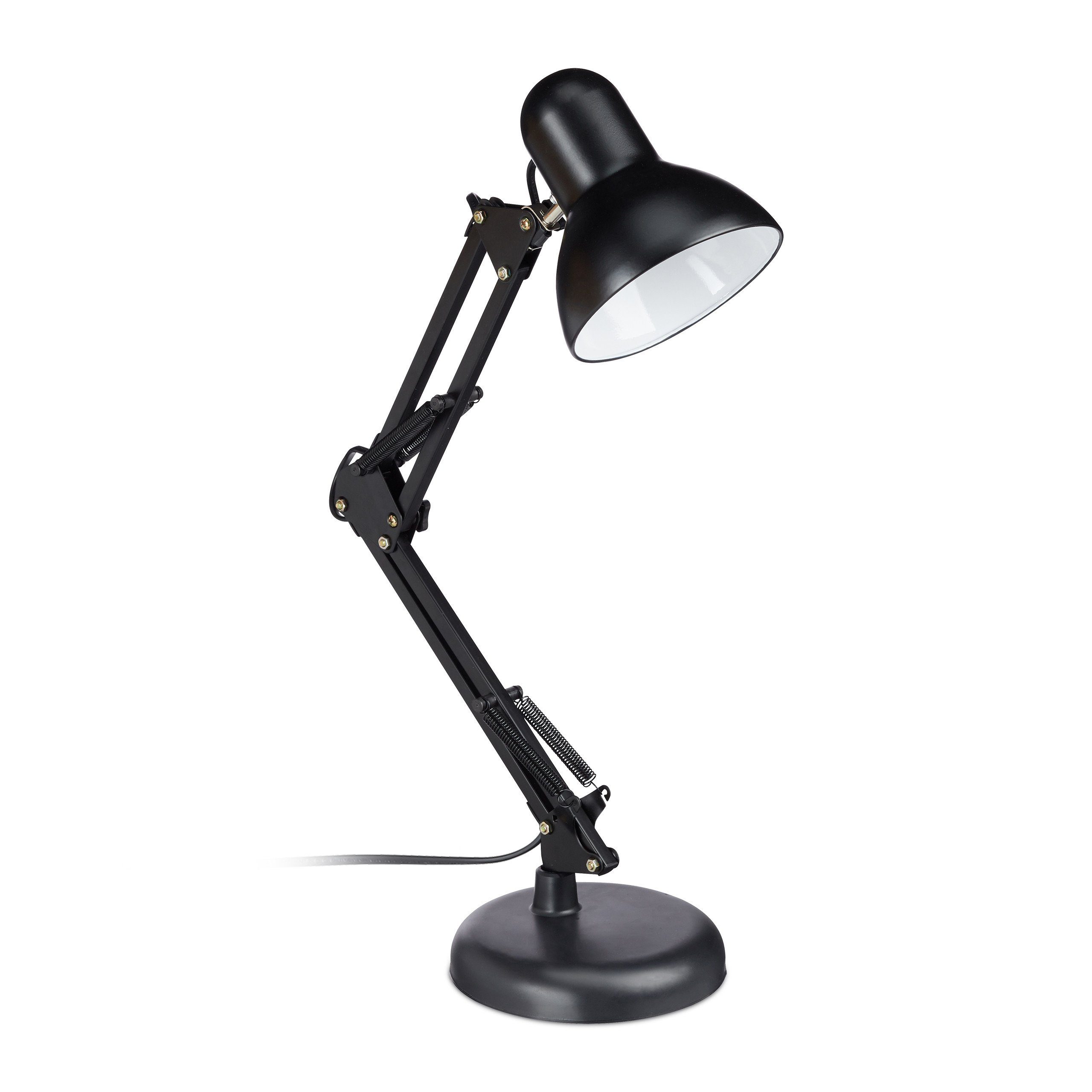 relaxdays Schwarz Retro Tischleuchte Schreibtischlampe,