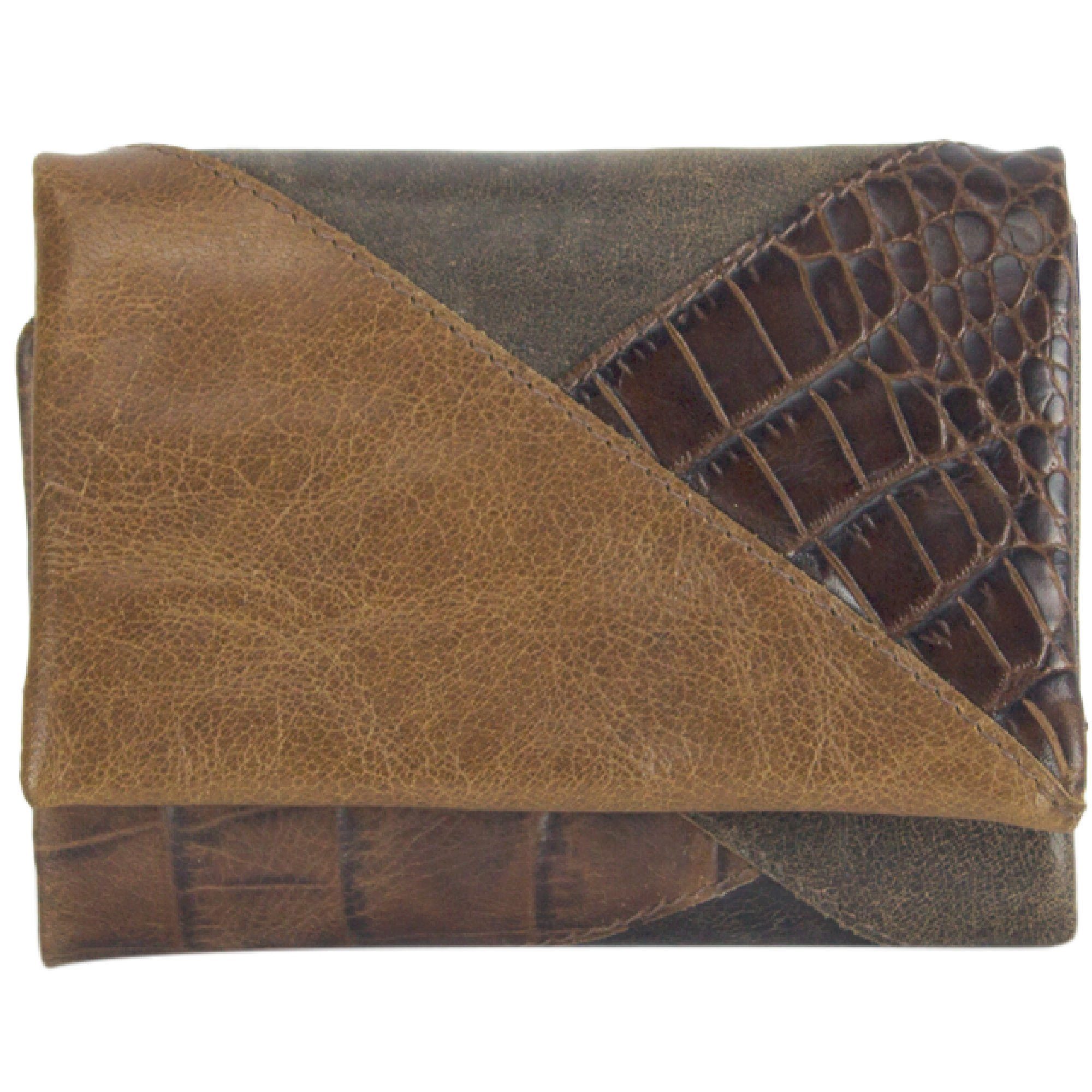 Sunsa Geldbörse Leder Geldbeutel Portemonnaie Brieftasche, echt Leder, mit RFID-Schutz, in eleganten Design, zeitlos dunkelbraun