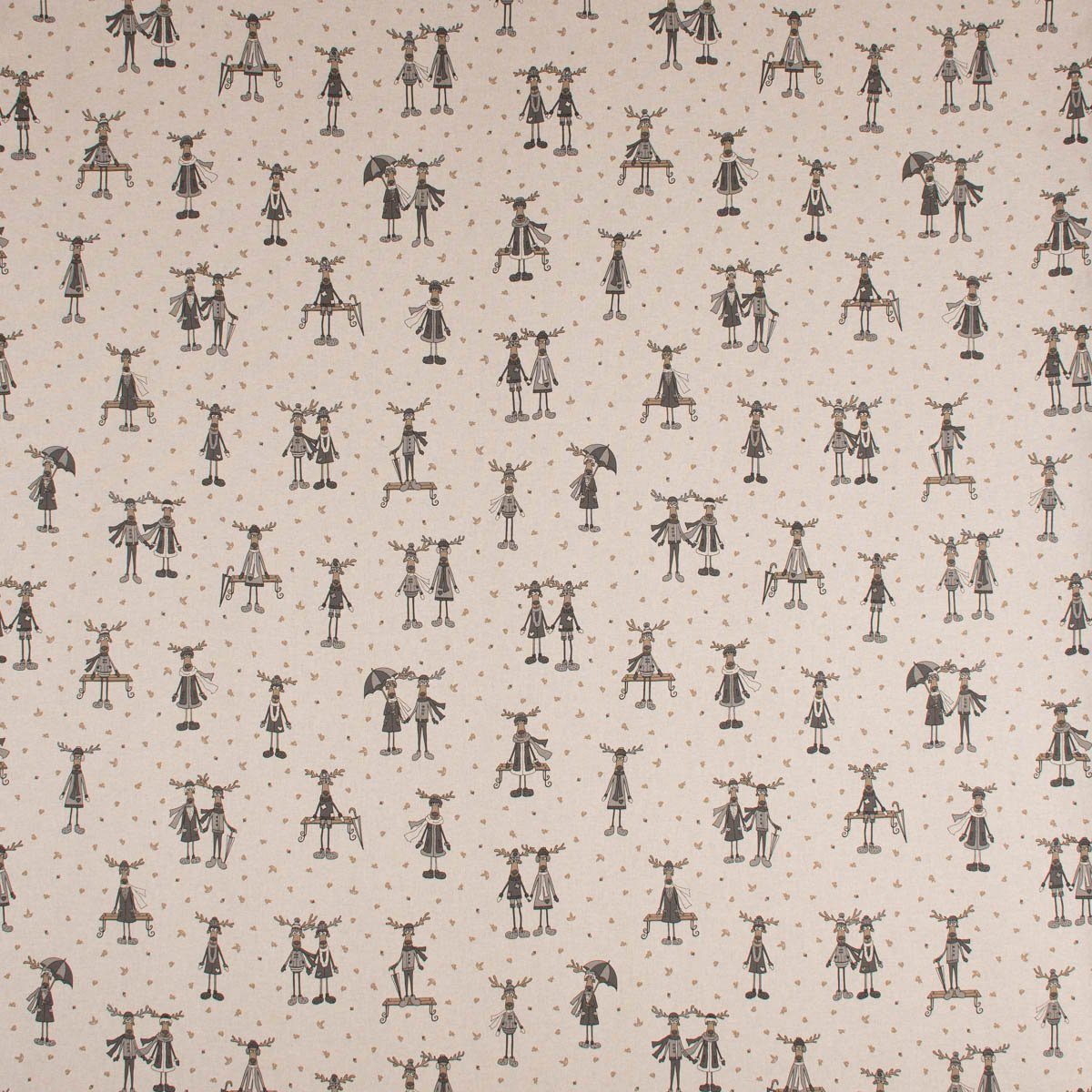 SCHÖNER LEBEN. Dekokissen SCHÖNER LEBEN. Kissenhülle Moose Winter Elche Love natur grau beige