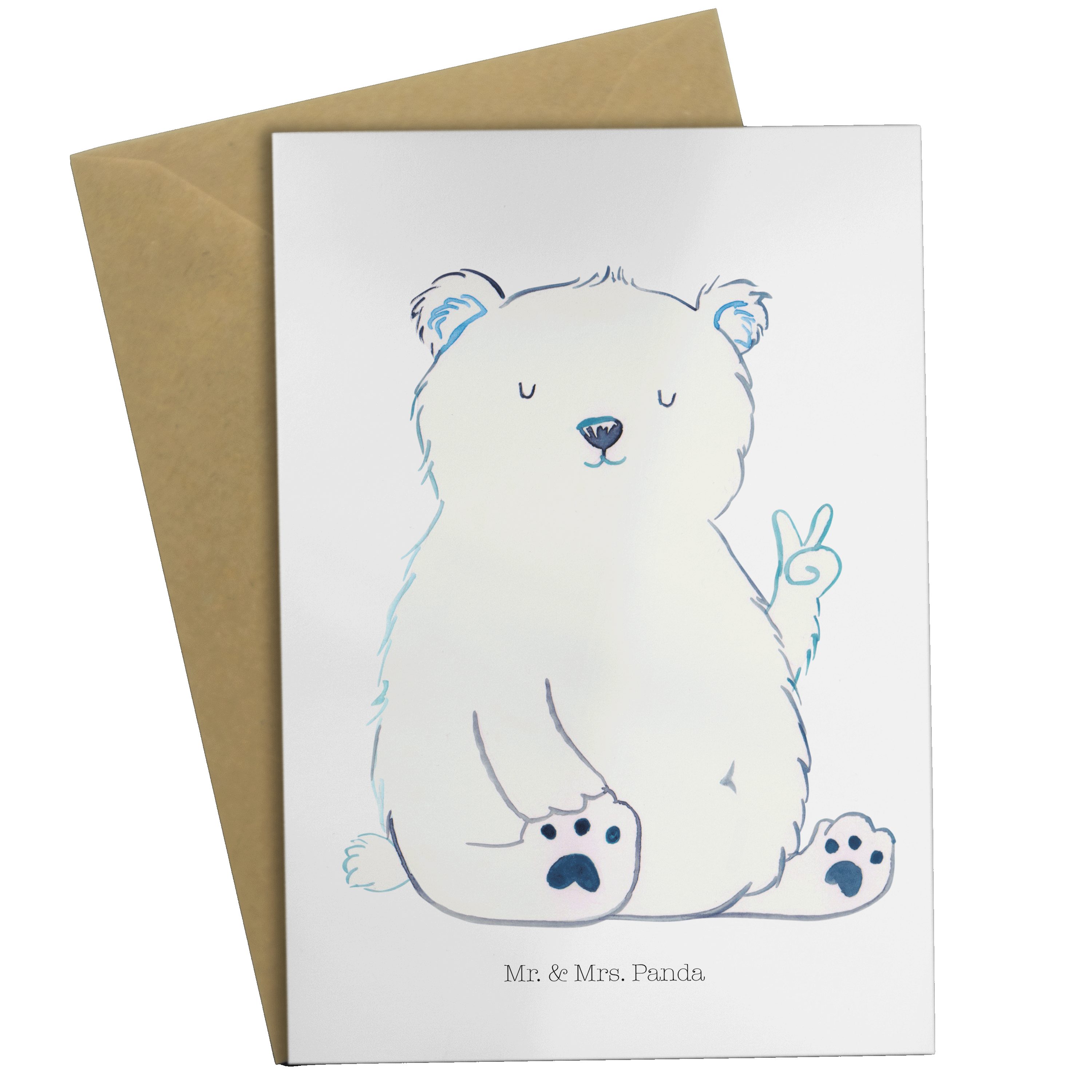Mr. & Mrs. Panda Grußkarte Eisbär Faul - Weiß - Geschenk, Einladungskarte, Klappkarte, Hochzeits