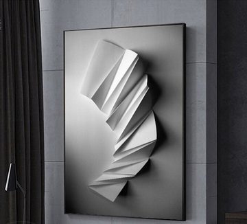 TPFLiving Kunstdruck (OHNE RAHMEN) Poster - Leinwand - Wandbild, Nordic Art - Abstrakte 3D Formen- Bilder Wohnzimmer - (4 Motive in 8 verschiedenen Größen zur Auswahl), Farben: schwarz und weis - Größe: 21x30cm