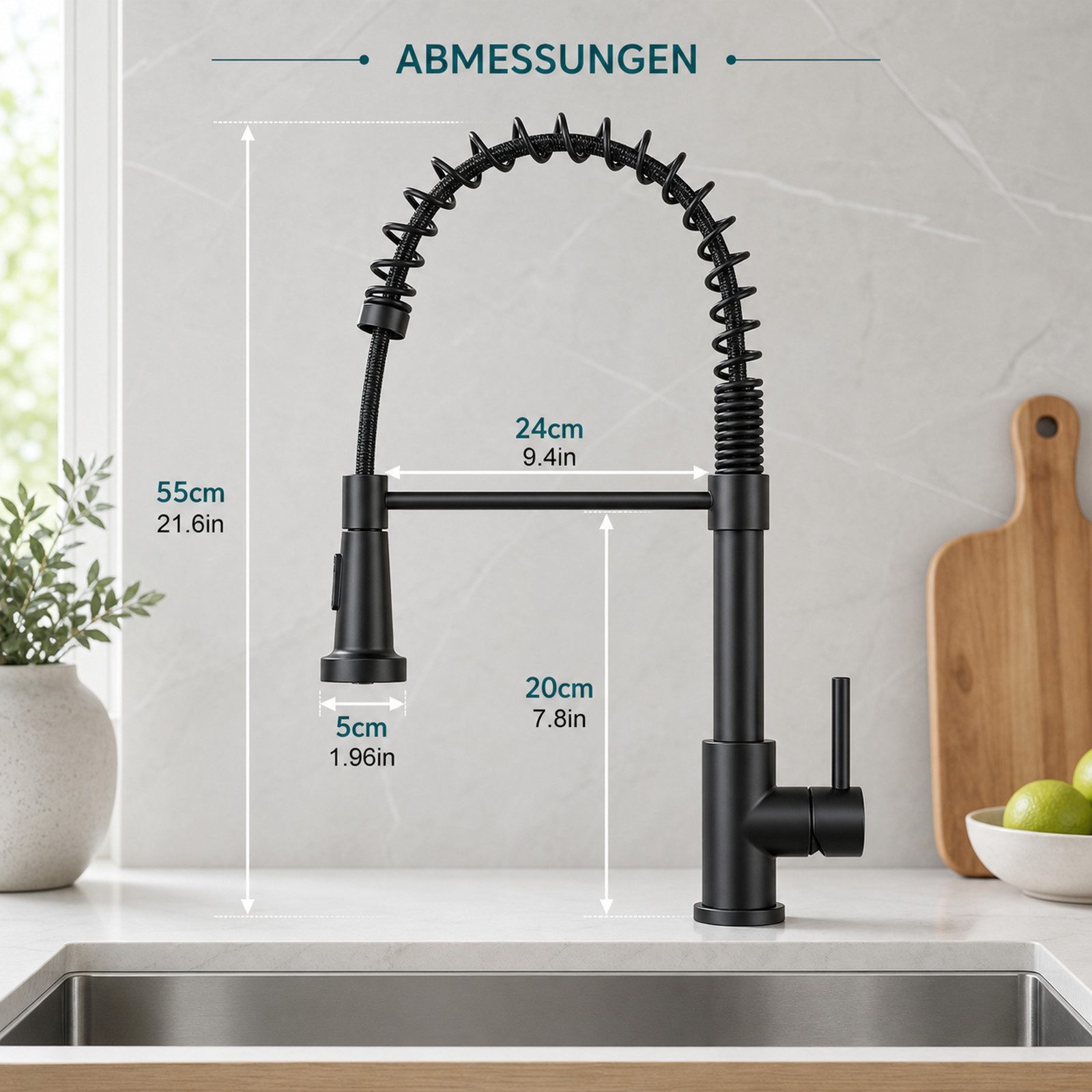 Ledklang Spültischarmatur Edelstahl 360° drehbar Ausziehbarer Brause 2 Strahlarten Küchenarmatur (1-St) für Einhebelmischer Mischbatterie Wasserhahn Küche – Bild 3 von 5