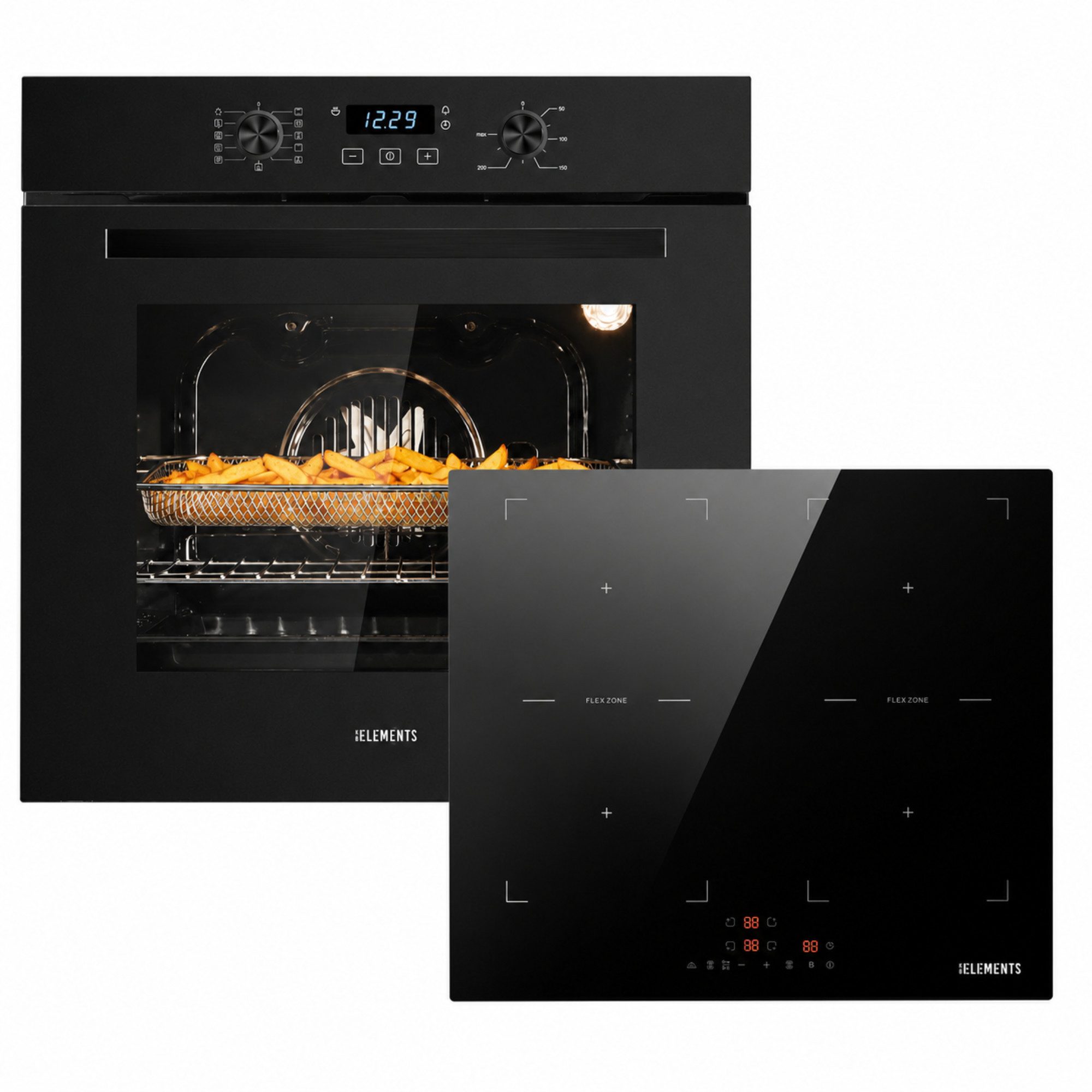 KB Elements Backofen-Set Einbaubackofen 60 cm mit 4-Zonen Induktionskochfeld 60cm