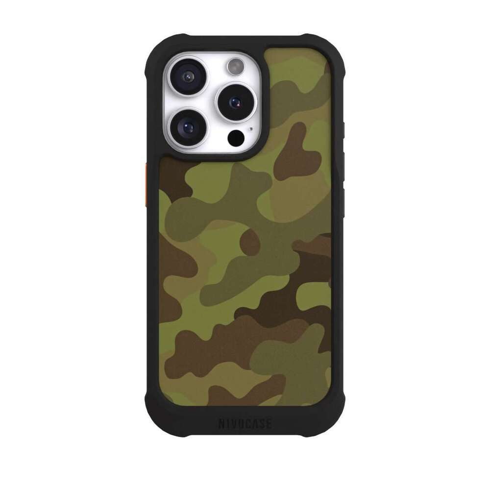 NIVOCASE Handyhülle Camouflage Tarnmuster Bundeswehr Military Denim Camo, Apple iPhone 16 Pro Hülle Stoßfeste Handyhülle NIVOmax Case Schwarz