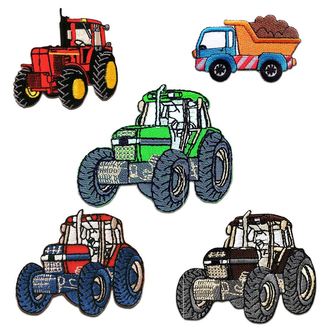 Catch the Patch Aufnäher Bügelbild, Aufbügler, Applikationen, Patches, Flicken, zum aufbügeln, Polyester, Traktor Set 5 Stück 