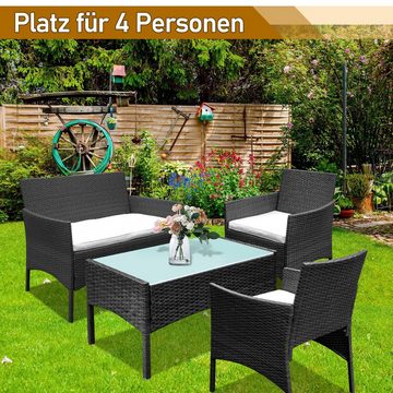 Bettizia Gartenlounge-Set Sitzgruppe Rattan Sitzgarnitur für 4 Personen Gartenmöbel Polyrattan