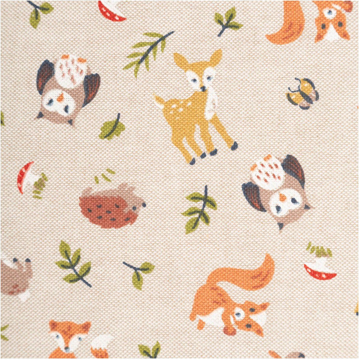 Stoff Dekostoff Meterware Forest Friend Animal Waldtiere natur 1,4m