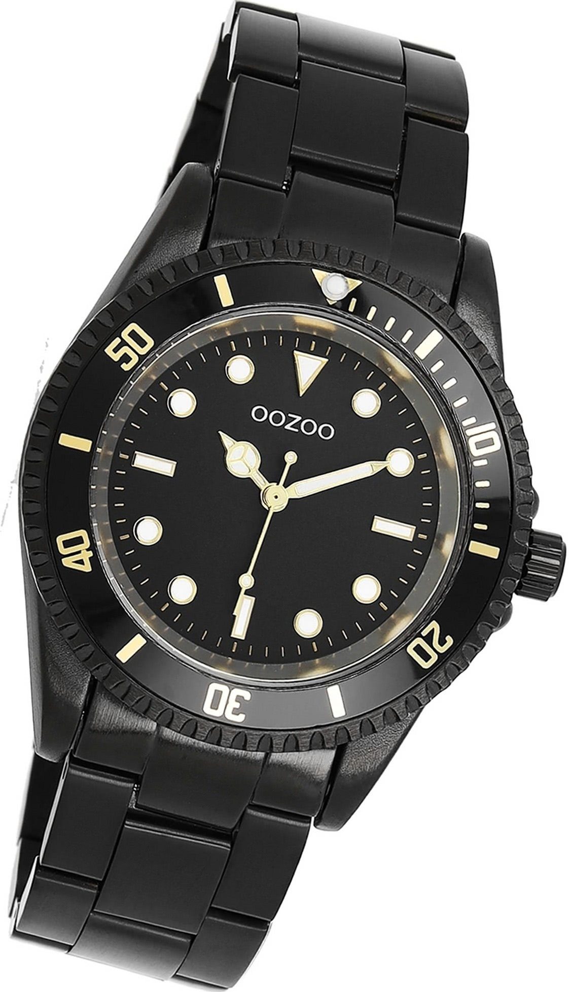 36mm) schwarz, Oozoo Armbanduhr (ca. Gehäuse, Damen mittel Damenuhr Timepieces, rundes Quarzuhr OOZOO Edelstahlarmband