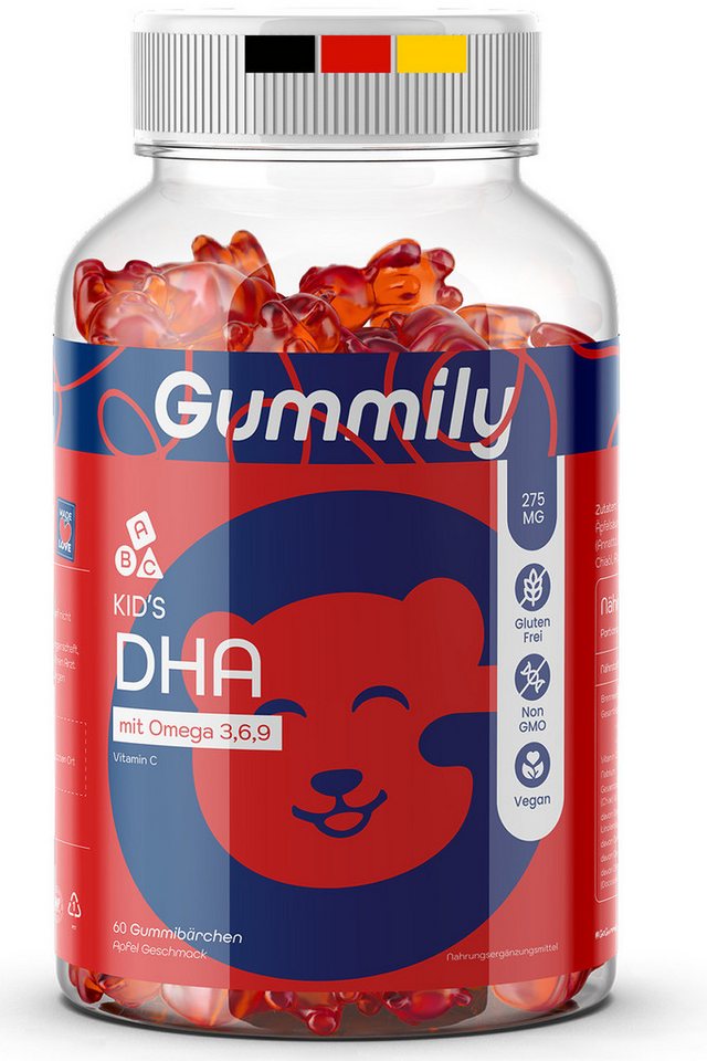 Gummily® Kinder Omega 3 Gummibärchen – 550mg (aus Algen Öl) – Zuckerfrei - DHA Gummibärchen, 180 g