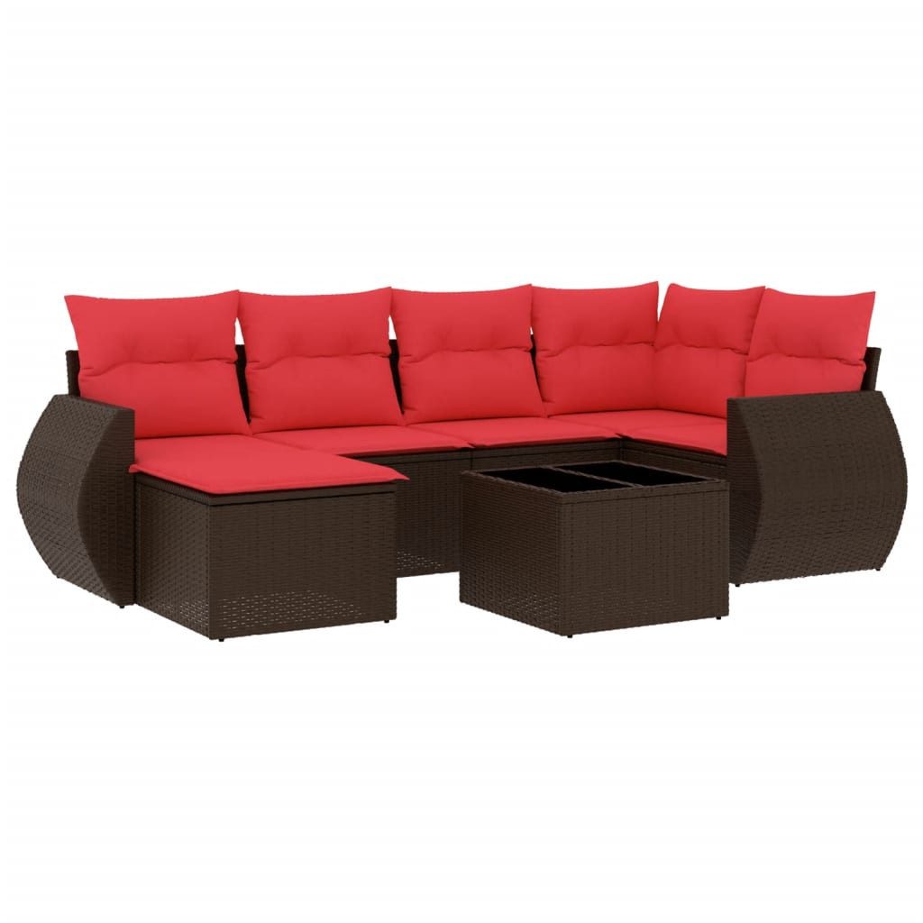 vidaXL Sofaelement 7-teiliges Gartensofa-Set mit Kissen, braun, Polyrattan (1 St)