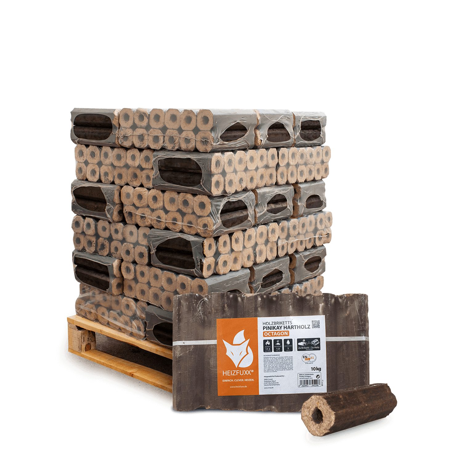 HEIZFUXX Holzbriketts PiniKay Octagon, 300 kg, (Palette, 30-St) günstig online kaufen