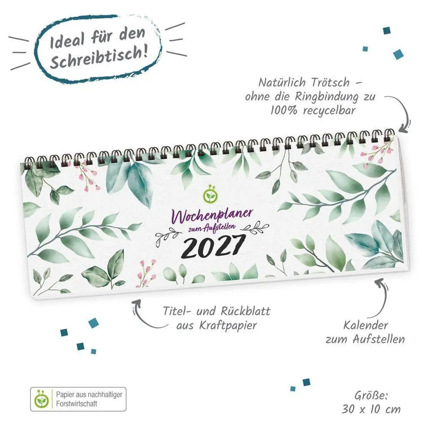 Trötsch Verlag Schreibtischkalender TRÖTSCH - Wochenplaner zum Aufstellen Natur 2027