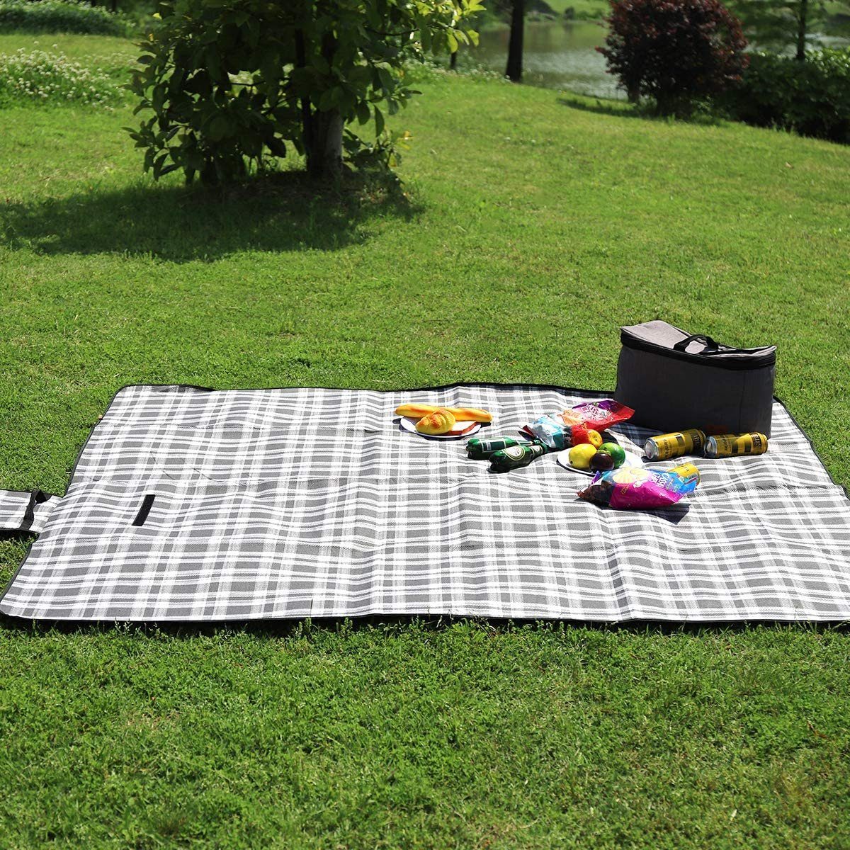Picknickdecke Picknickdecke 200 x 200 cm Campingdecke Wasserdicht, 3 Schichten, Sekey, Campingdecke Wärmeisoliert mit Wasserdichter Unterseite