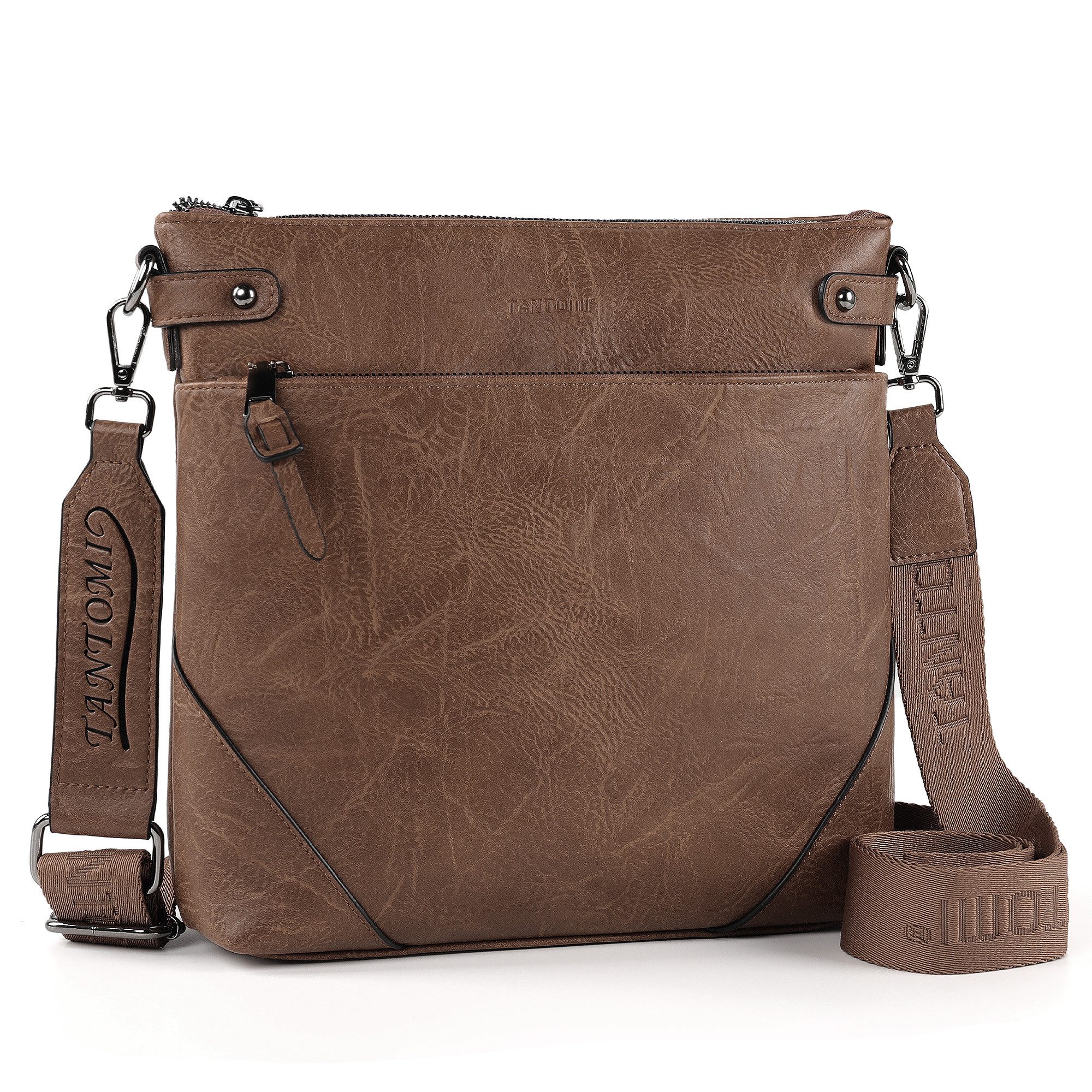 TANTOMI Umhängetasche Damen Schultertasche Mittelgroß mit Vielen Fächern Freizeit leicht, Damen Handtasche Henkeltasche Schultertasche Crossbody Bag