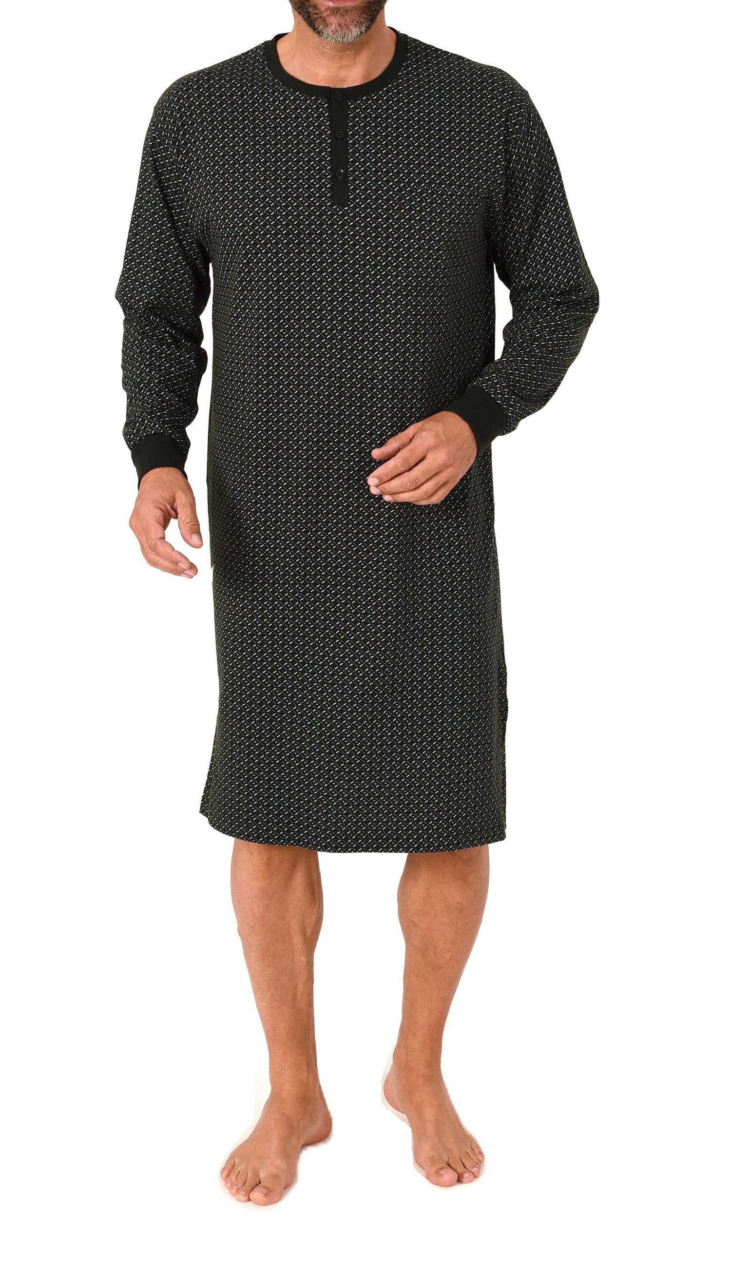 Normann Pyjama Normann Herren Langarm Nachthemd mit Bündchen und Knopfleist günstig online kaufen