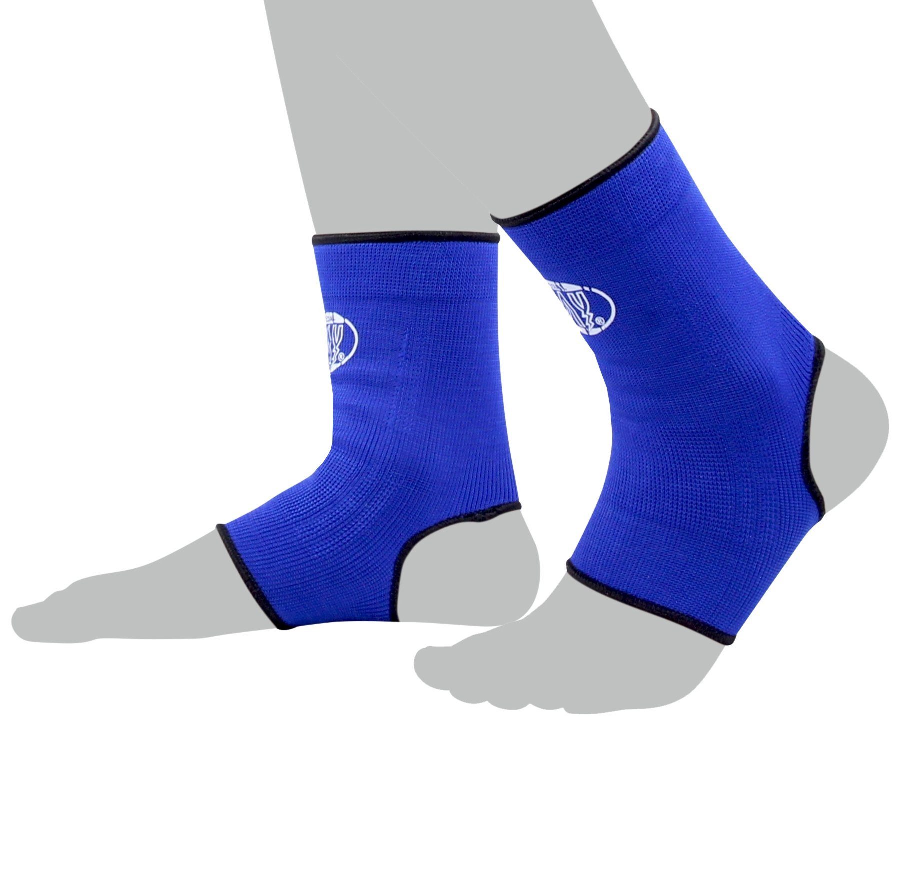 BAY-Sports Fußbandage Knöchelbandage Fußgelenkbandage Sprunggelenk blau, Anatomische Passform, Paar, können rechts und links getragen werden, Größen S - XL