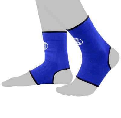 BAY-Sports Fußbandage Knöchelbandage Fußgelenkbandage Sprunggelenk blau, Anatomische Passform, Paar, können rechts und links getragen werden, Größen S - XL