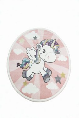 Kinderteppich Kinderteppich Spielteppich Babyteppich mit Einhorn Regenbogen in Rosa Creme, Teppich-Traum, rechteckig, Höhe: 13 mm