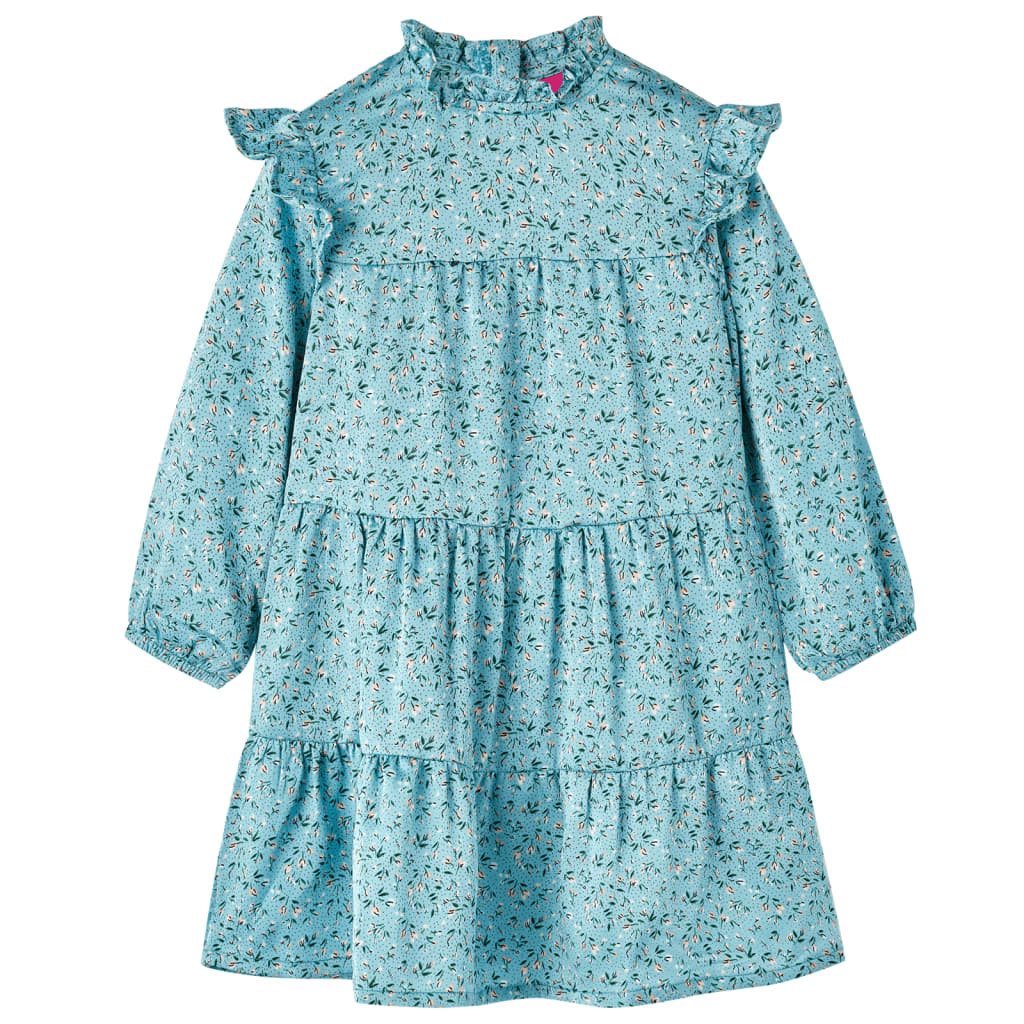 Druckkleid Kinderkleid mit langen Ärmeln Blau 104