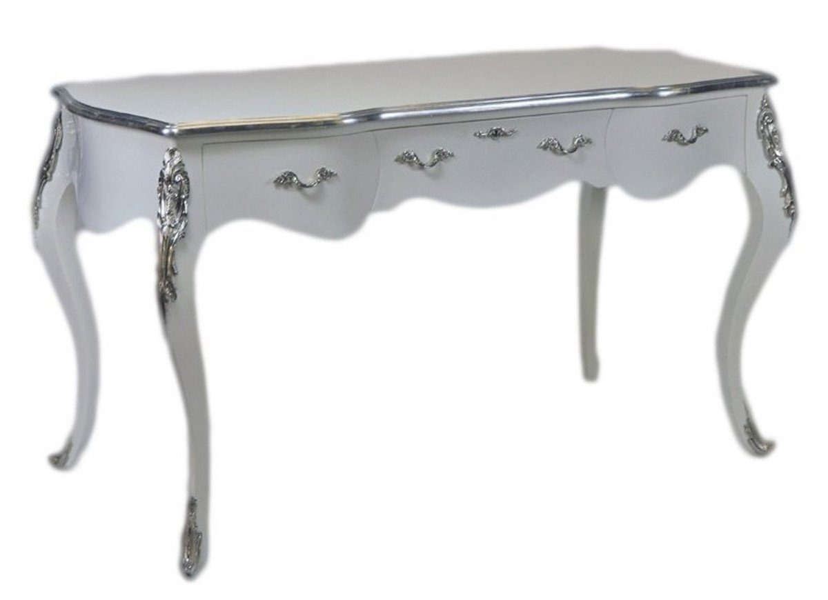 Schreibtisch cm Luxus Schreibtisch Weiß Möbel Padrino Luxus Casa - Silber / Sekretär 150 Barock