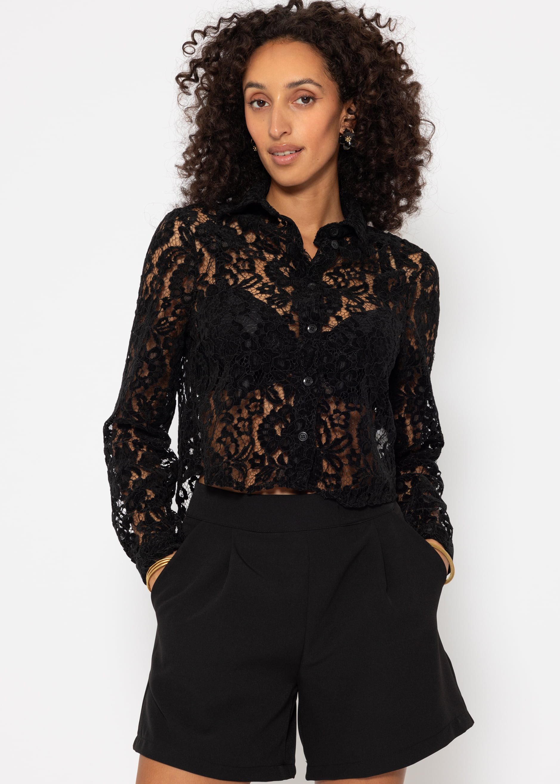 SASSYCLASSY Langarmbluse Transparente Damen Bluse aus günstig online kaufen