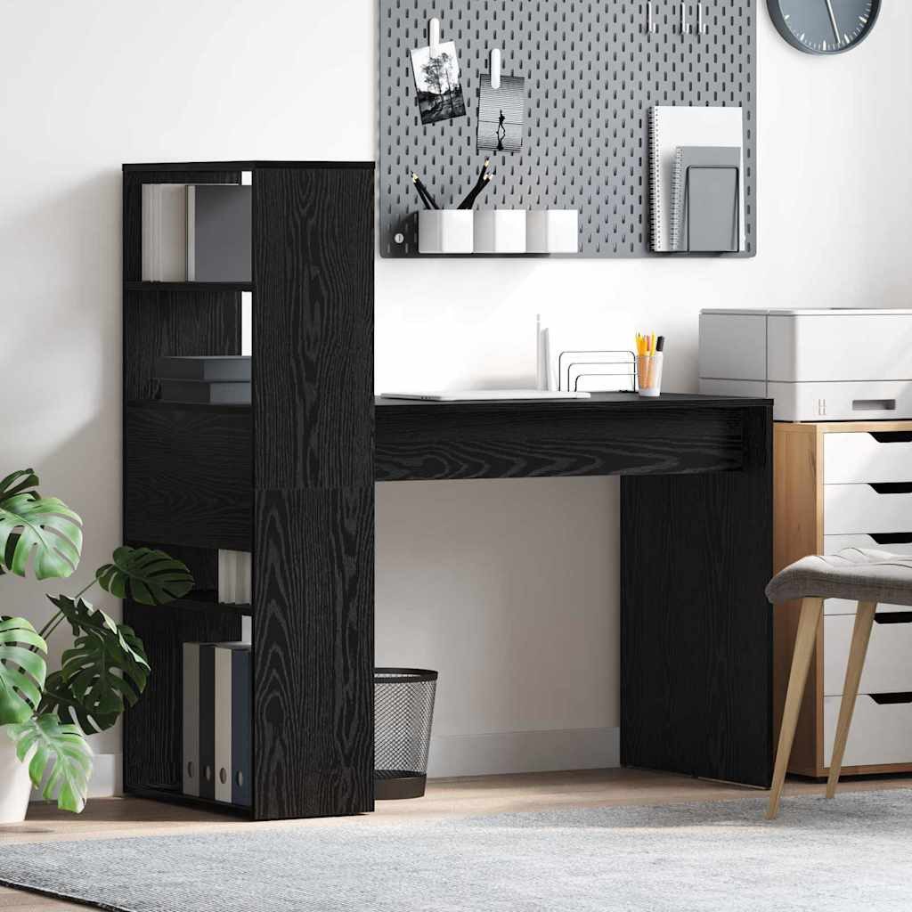 vidaXL Schreibtisch Schreibtisch Schwarz Eichen-Optik Holzwerkstoff (1-St)