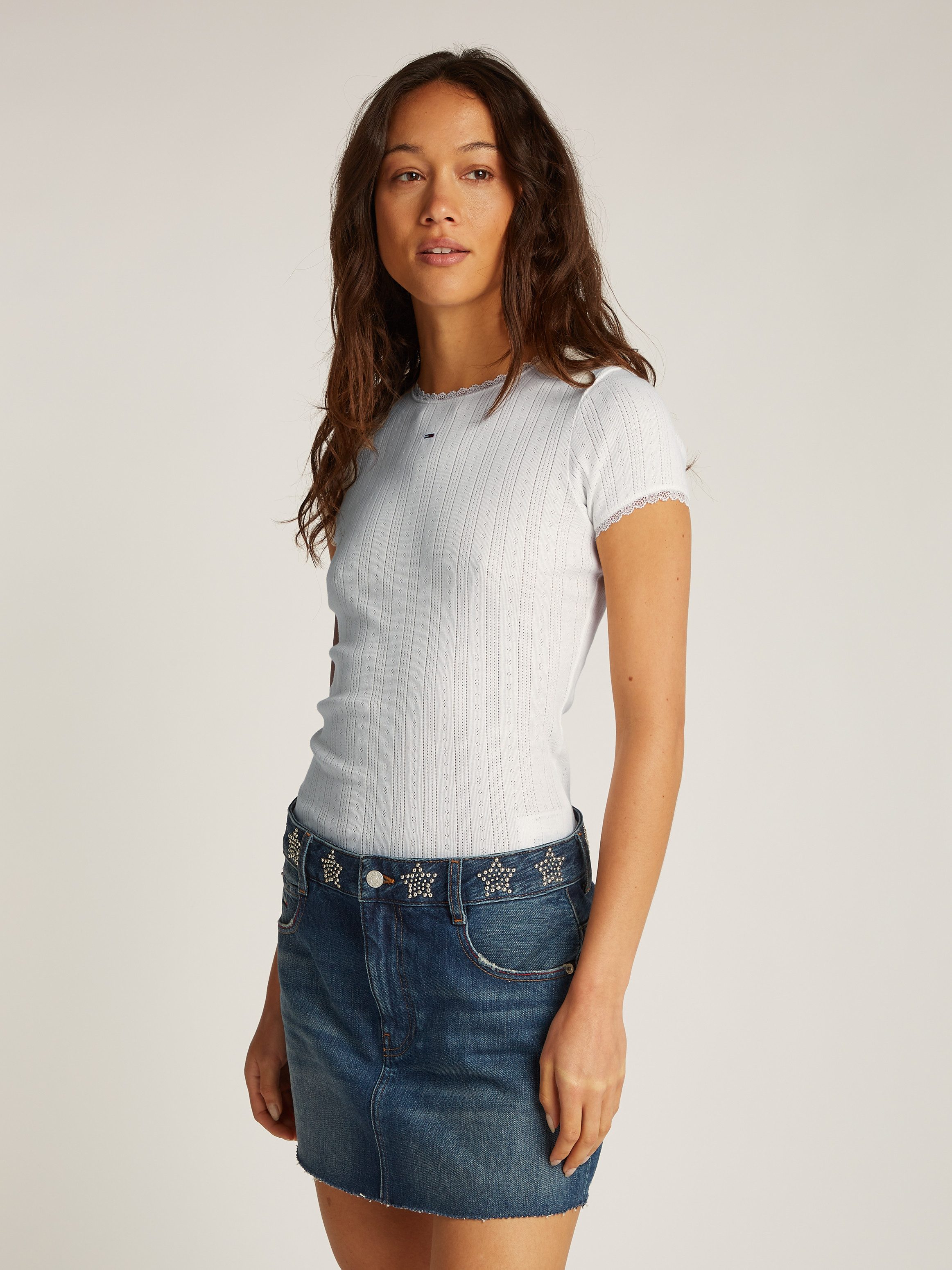 Tommy Jeans T-Shirt TJW SLIM POINTELLE günstig online kaufen