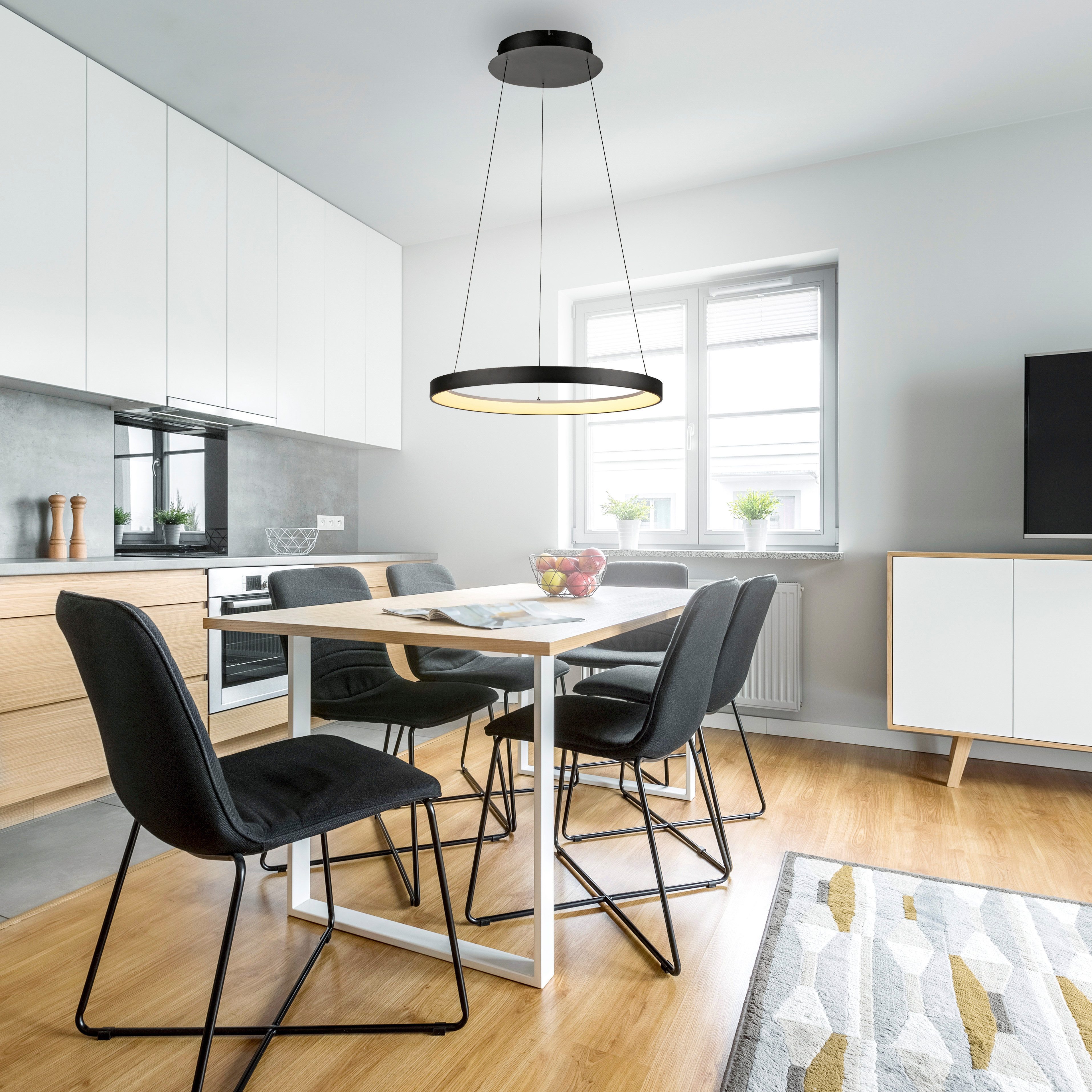 Paul Neuhaus Pendelleuchte HOOP, Dimmfunktion, LED fest integriert, Warmweiß, LED, dimmbar, Simply Dim, Memory, nach Trennung vom Netz, Comfort Lift