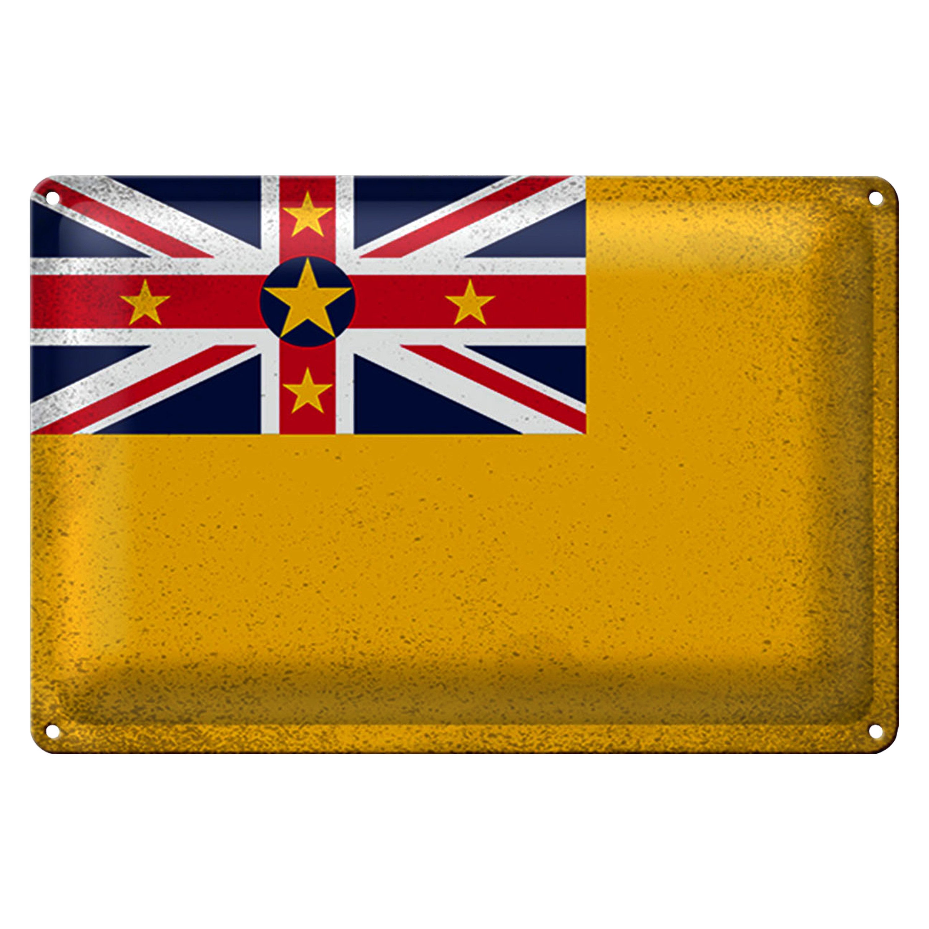 Metallschild Flagge Niue 18x12cm Flag of Niue Vintage