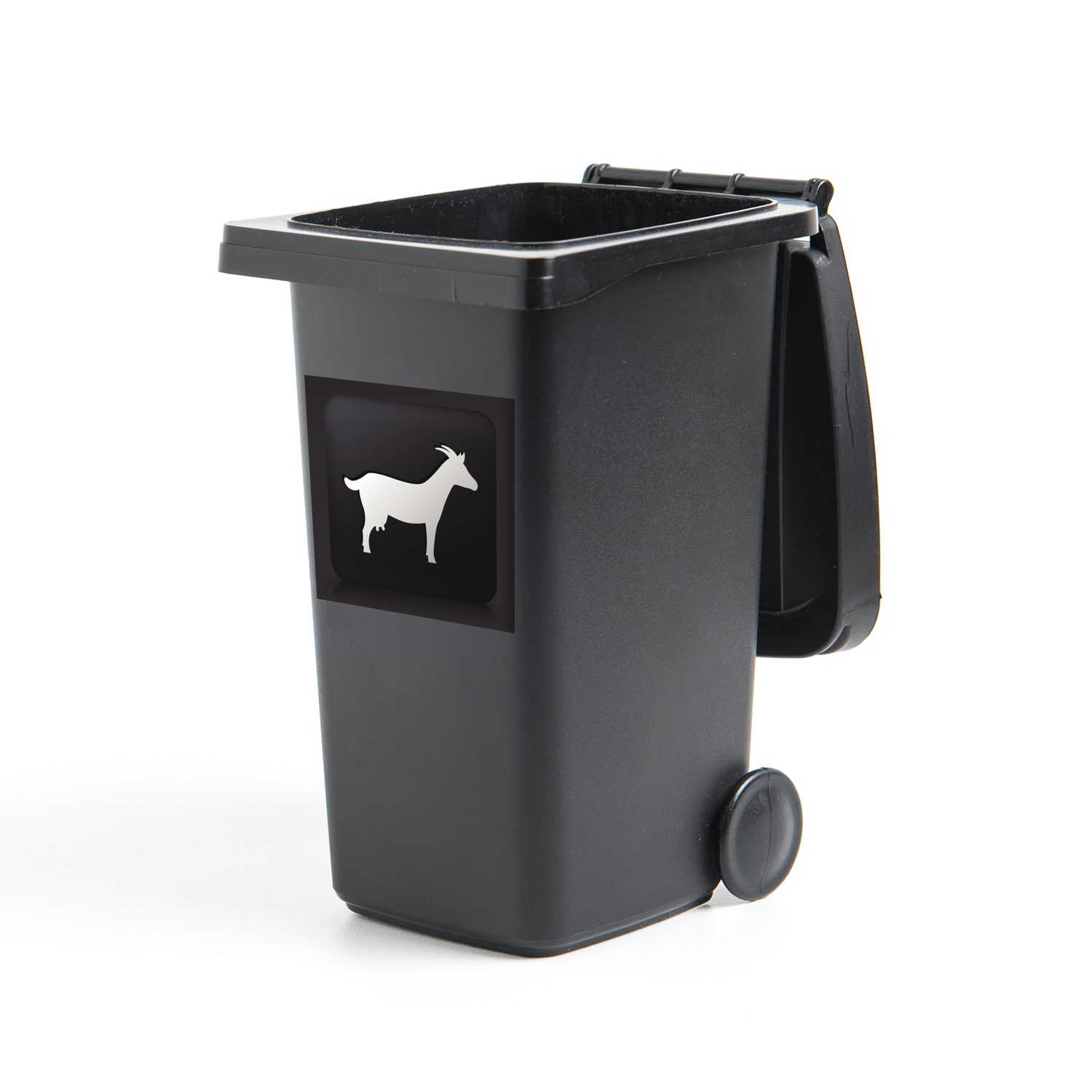 MuchoWow Wandsticker Illustration einer Ziege auf schwarzem Hintergrund (1 St), Mülleimer-aufkleber, Mülltonne, Sticker, Container, Abfalbehälter