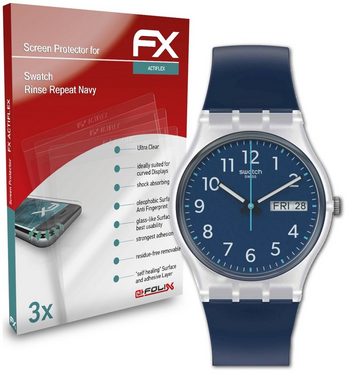 atFoliX Schutzfolie Displayschutzfolie für Swatch Rinse Repeat Navy, (3 Folien), Ultraklar und flexibel