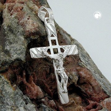 unbespielt Kreuzanhänger Anhänger Kreuz mit Jesus glänzend 925 Silber 35 x 22 mm kl. Schmuckbox, Silberschmuck für Damen und Herren