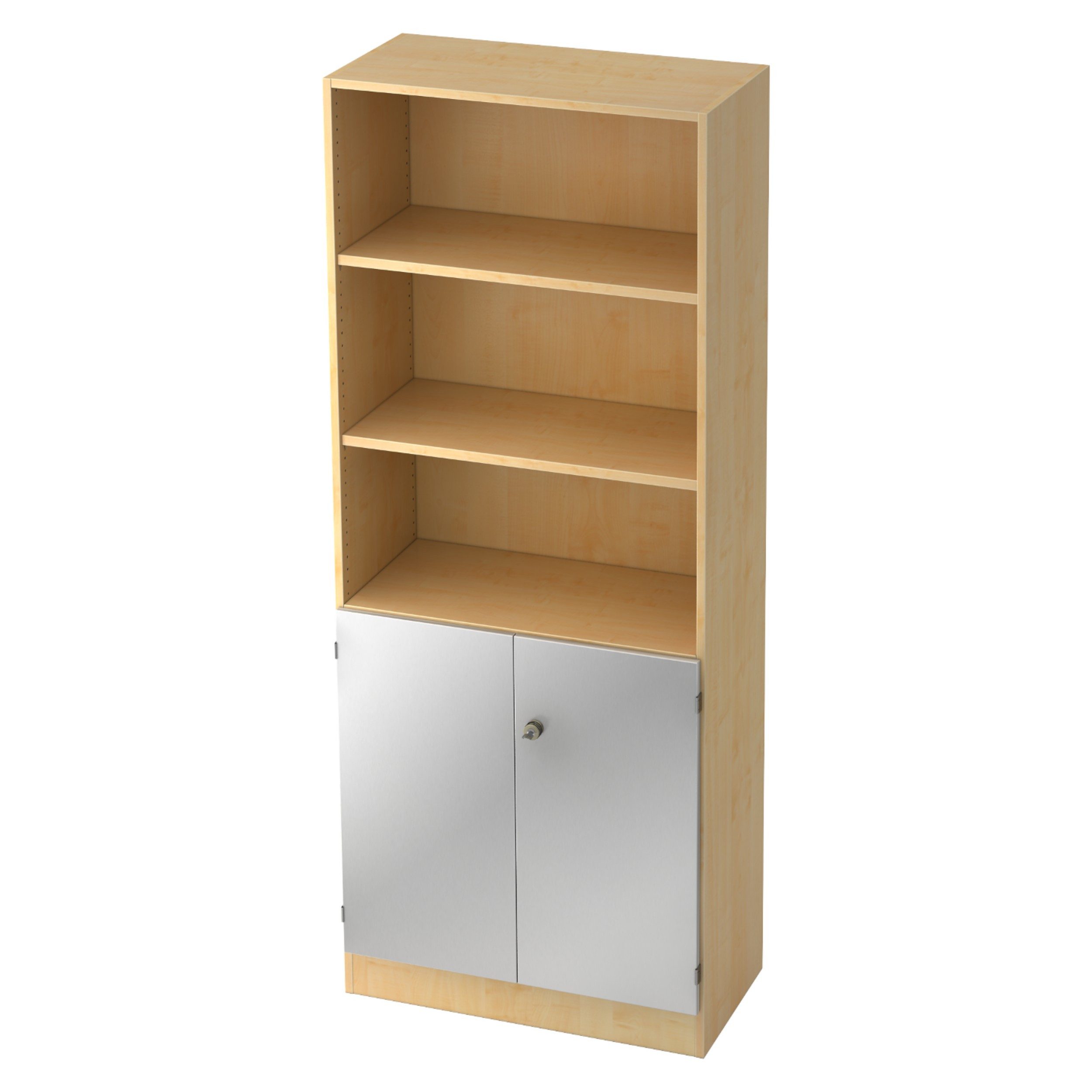 bümö Aktenregal office Regalschrank - 5 Ordnerhöhen, Dekor: Ahorn/Silber