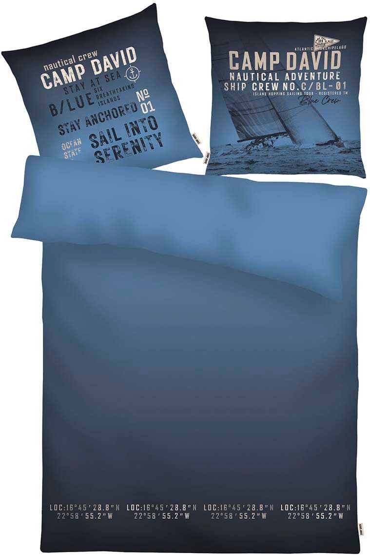 CAMP DAVID Wendebettwäsche Atlantic Blue, Renforcé, 2 teilig, gewebtes Label