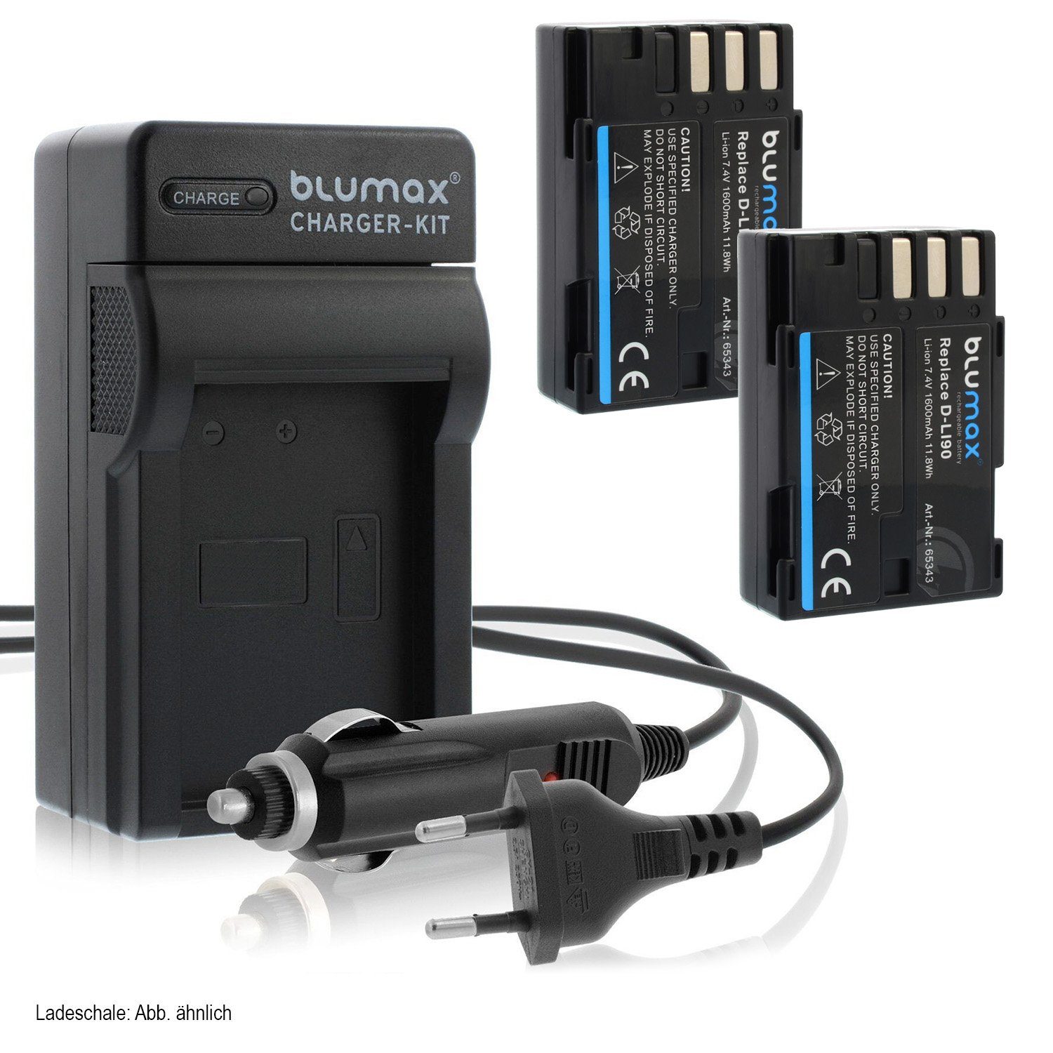 Blumax Set mit Lader für Pentax D-Li90 K-3 K3 K7 1600 mAh Kamera-Akku