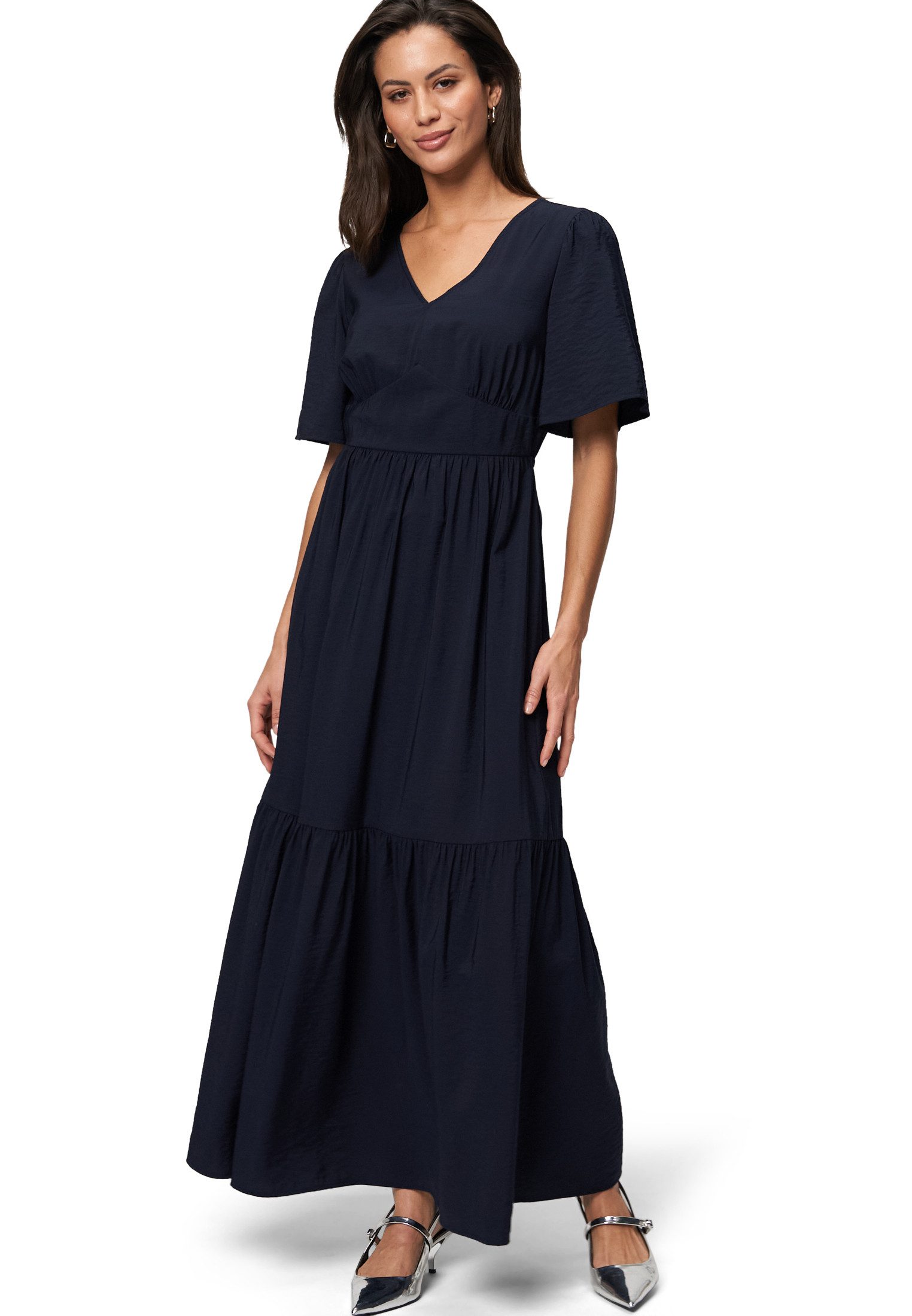Zero Maxikleid zero Maxikleid mit Schleife am Rückenausschnitt Volant