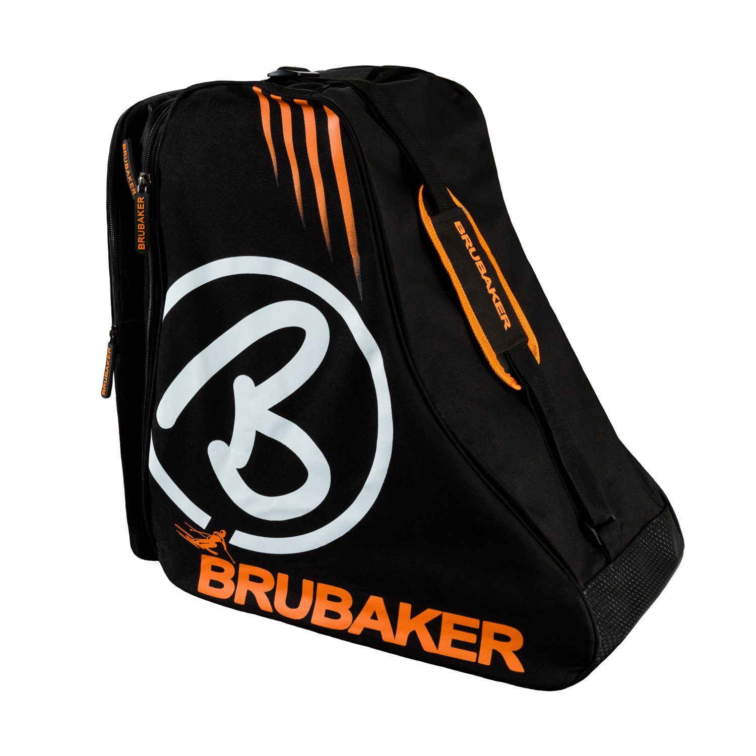 BRUBAKER Sporttasche Davos Skischuhtasche (1-tlg., reißfest und nässeabweisend), Stiefeltasche für 1 Paar Skischuhe Schwarz, Orange und Weiß