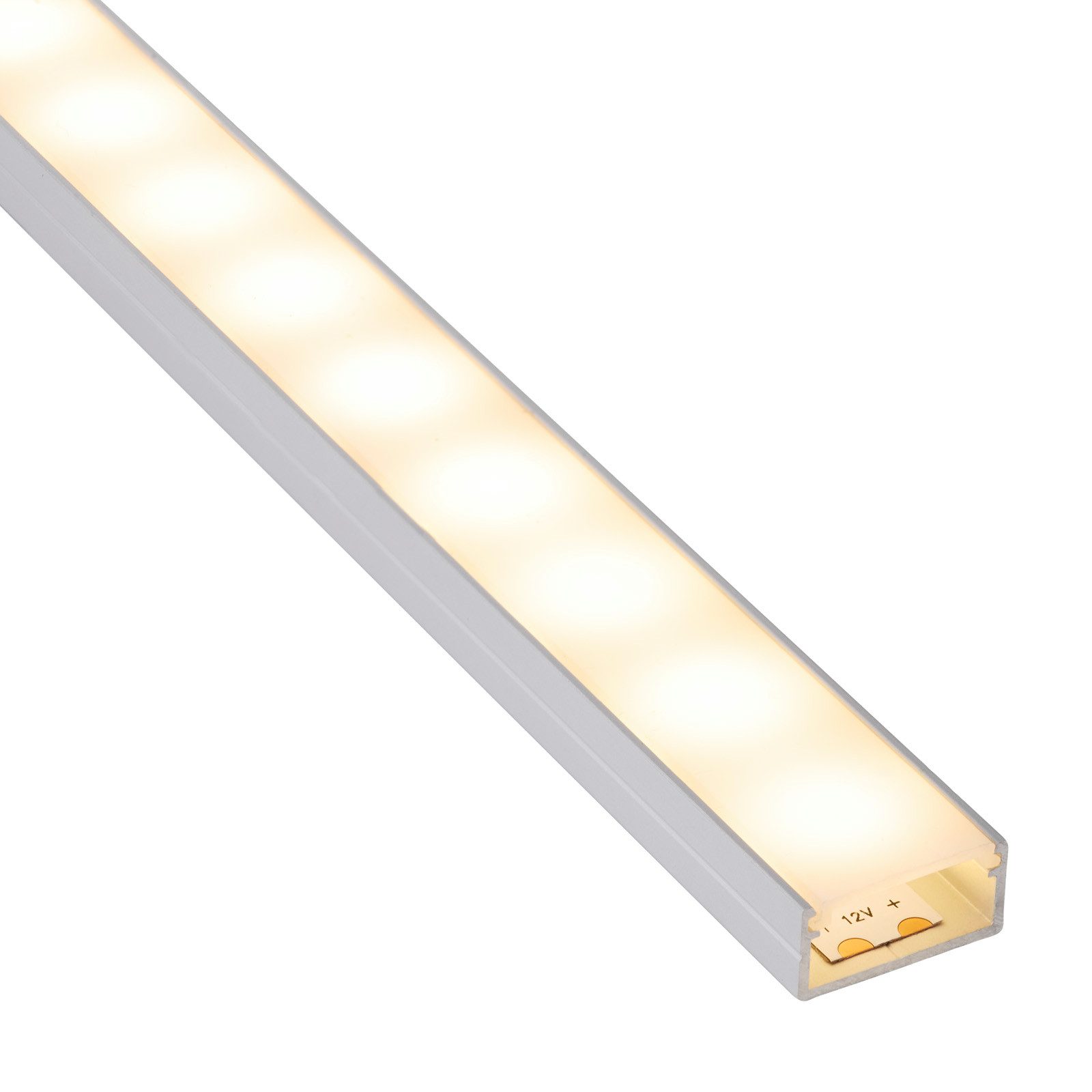 SO-TECH® LED-Stripe-Profil LED Profil-PH1 für breite LED Stripes bis 16 mm, 1000 x 18 x 8,5 mm, Silbermatt EV1, mit opaler Abdeckung