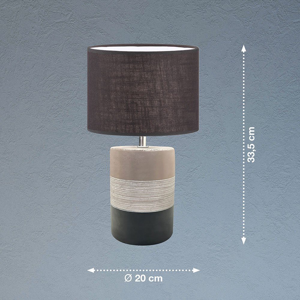 Nachttischleuchte Tischlampe Wohnzimmerlampe nicht Tischleuchte, inklusive, etc-shop Grau Leuchtmittel Keramik E14