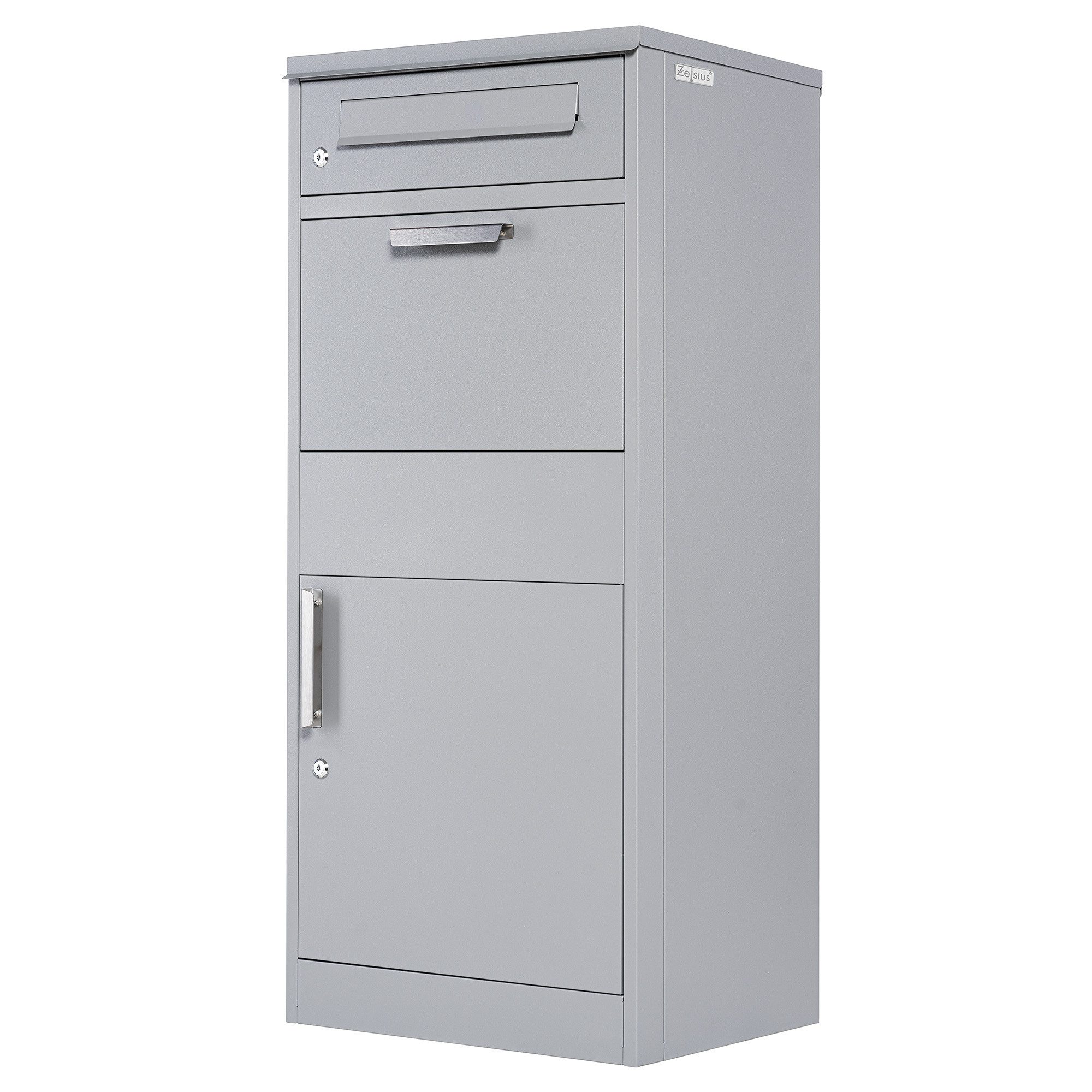 Zelsius Paketbriefkasten RAL9007 Grau, Stahl Briefkasten mit Diebstahlsperr günstig online kaufen