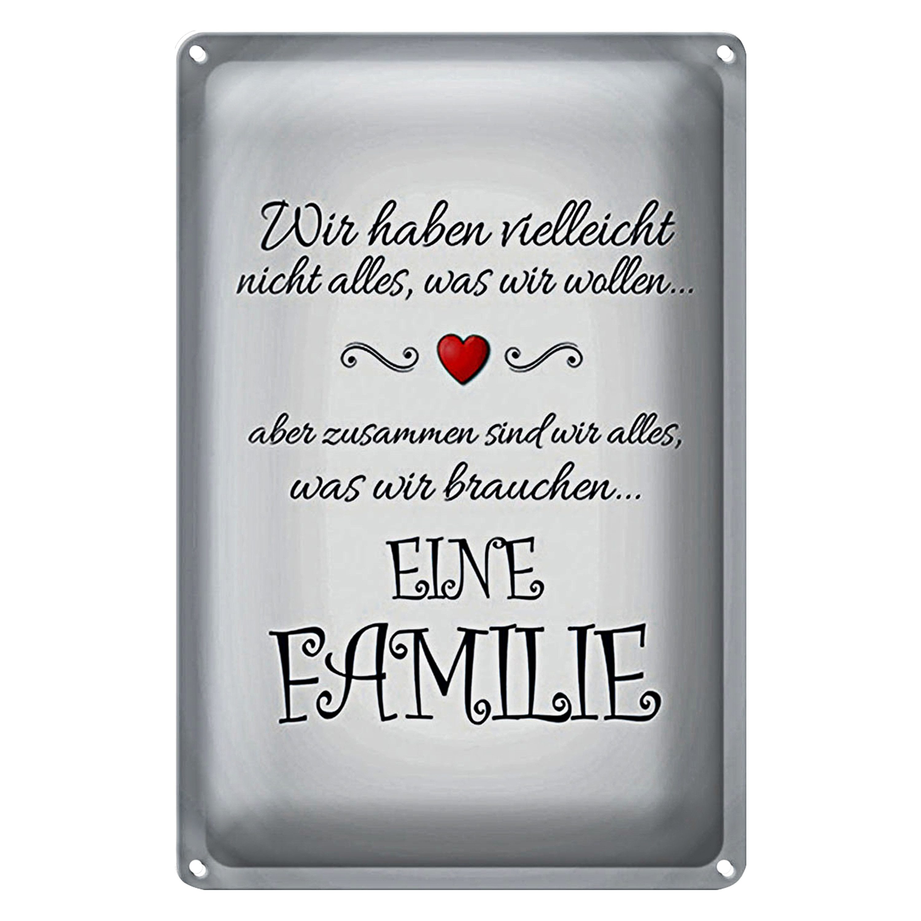Metallschild Spruch 12x18cm Zusammen wir alles eine Familie