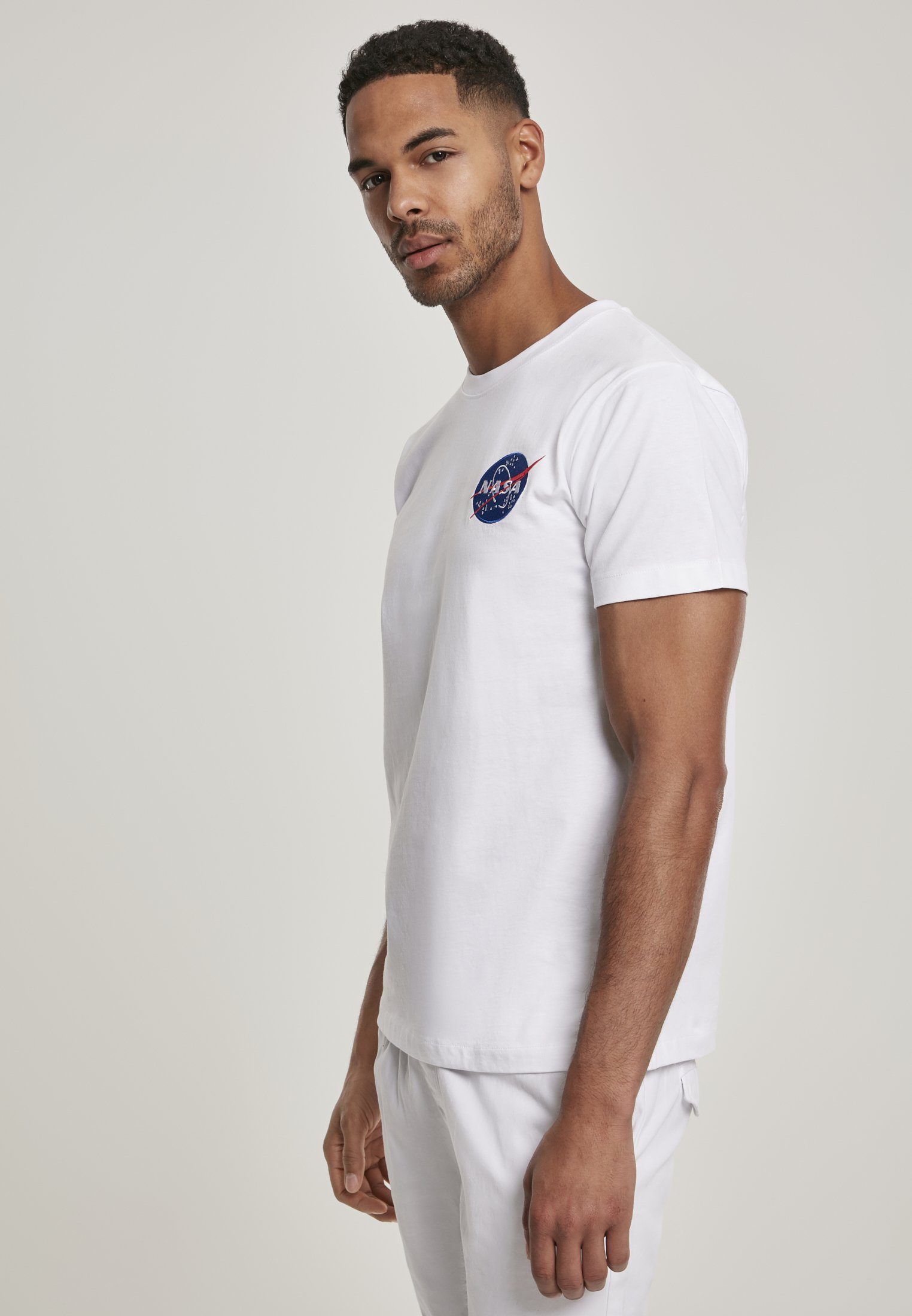 (1-tlg) Embroidery Herren MisterTee Embroidery NASA T-Shirt NASA Logo MT874 Tee white