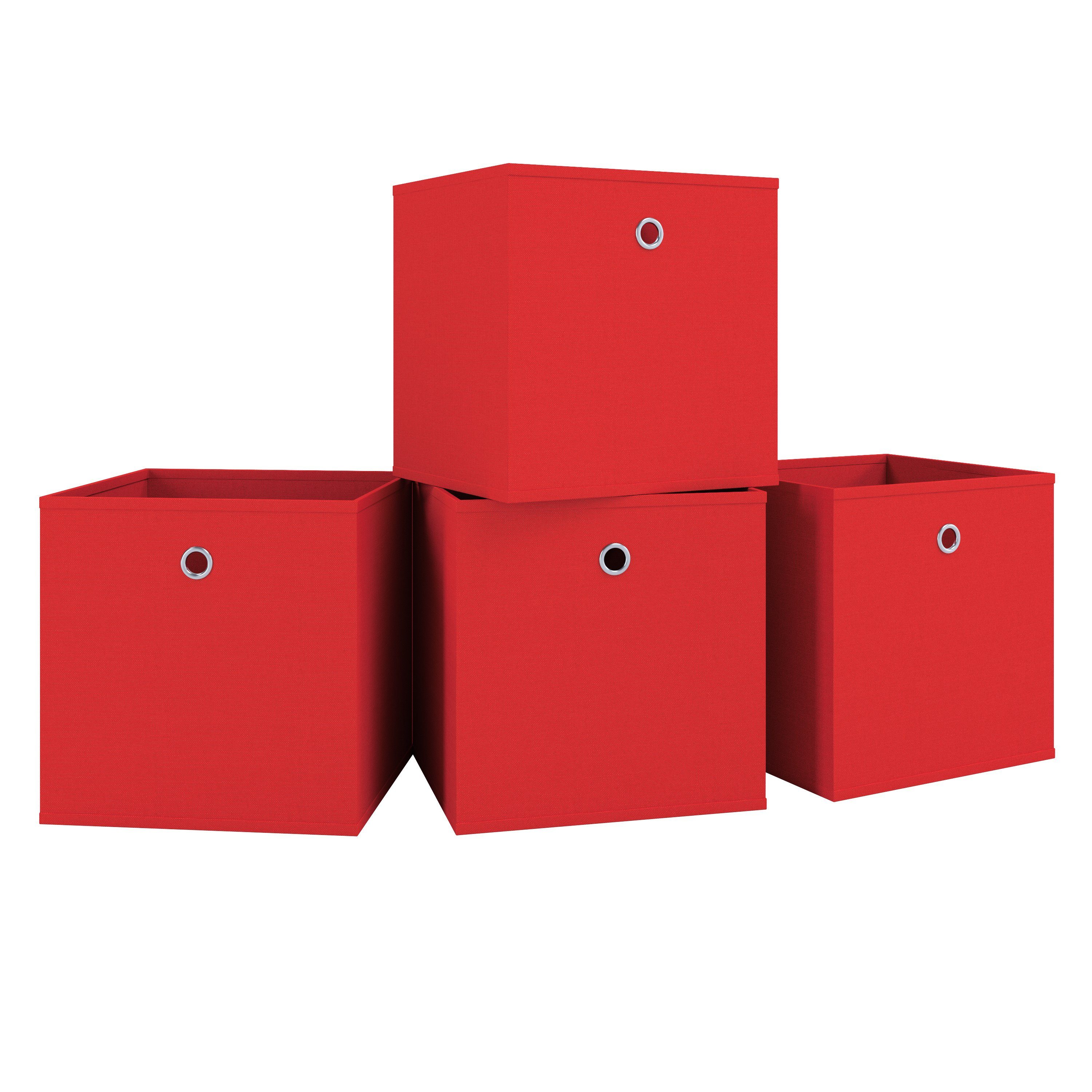 VCM Faltbox Boxas 4er Set B. 27 x T. 27 x H. 28 cm (Spar-Set, 4), Platzsparende Lösung gegen Chaos, Diele oder Kleiderschrank, 4 Fächer